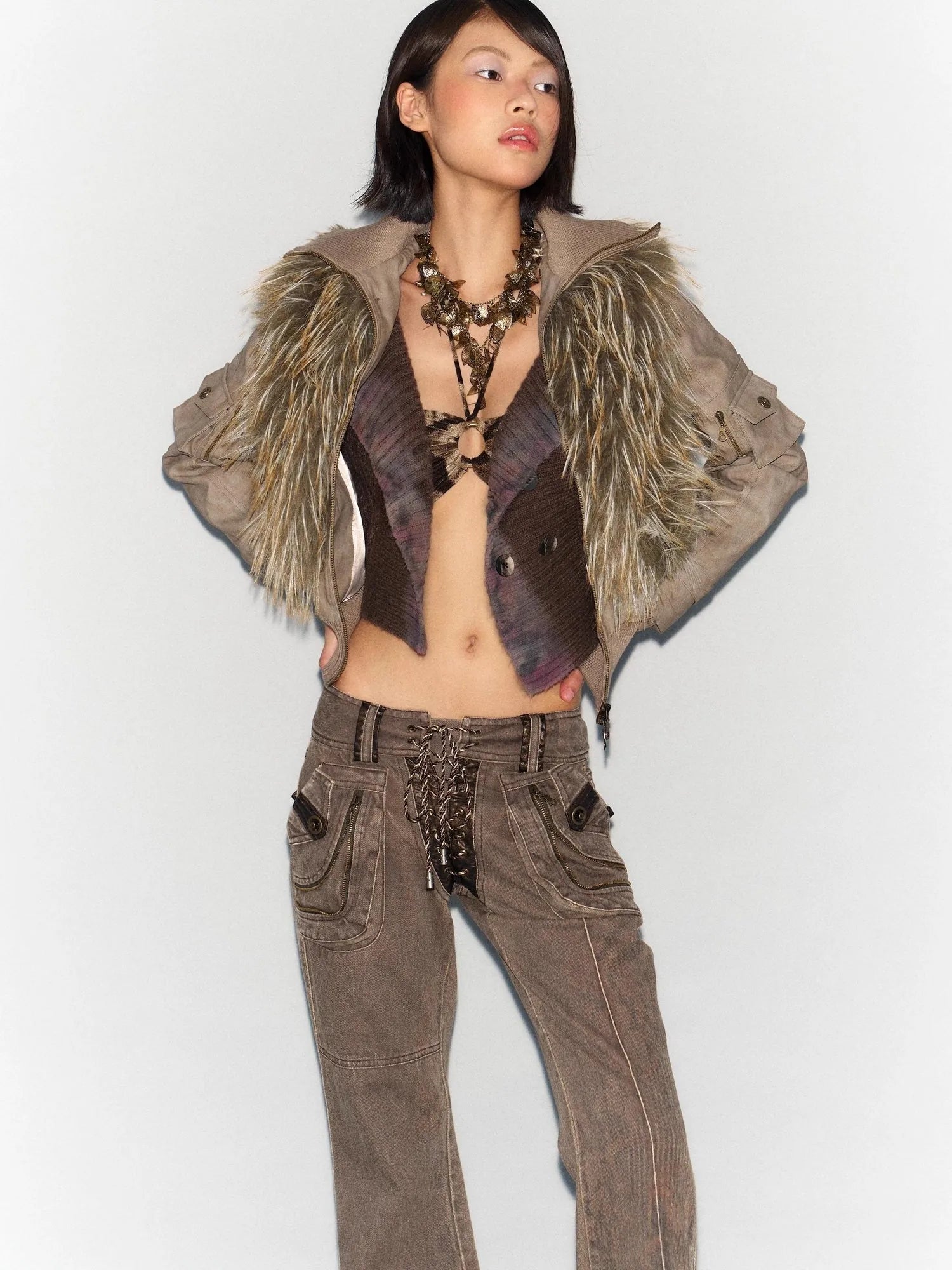 Detachable Faux Fur Windproof Leather Jacket