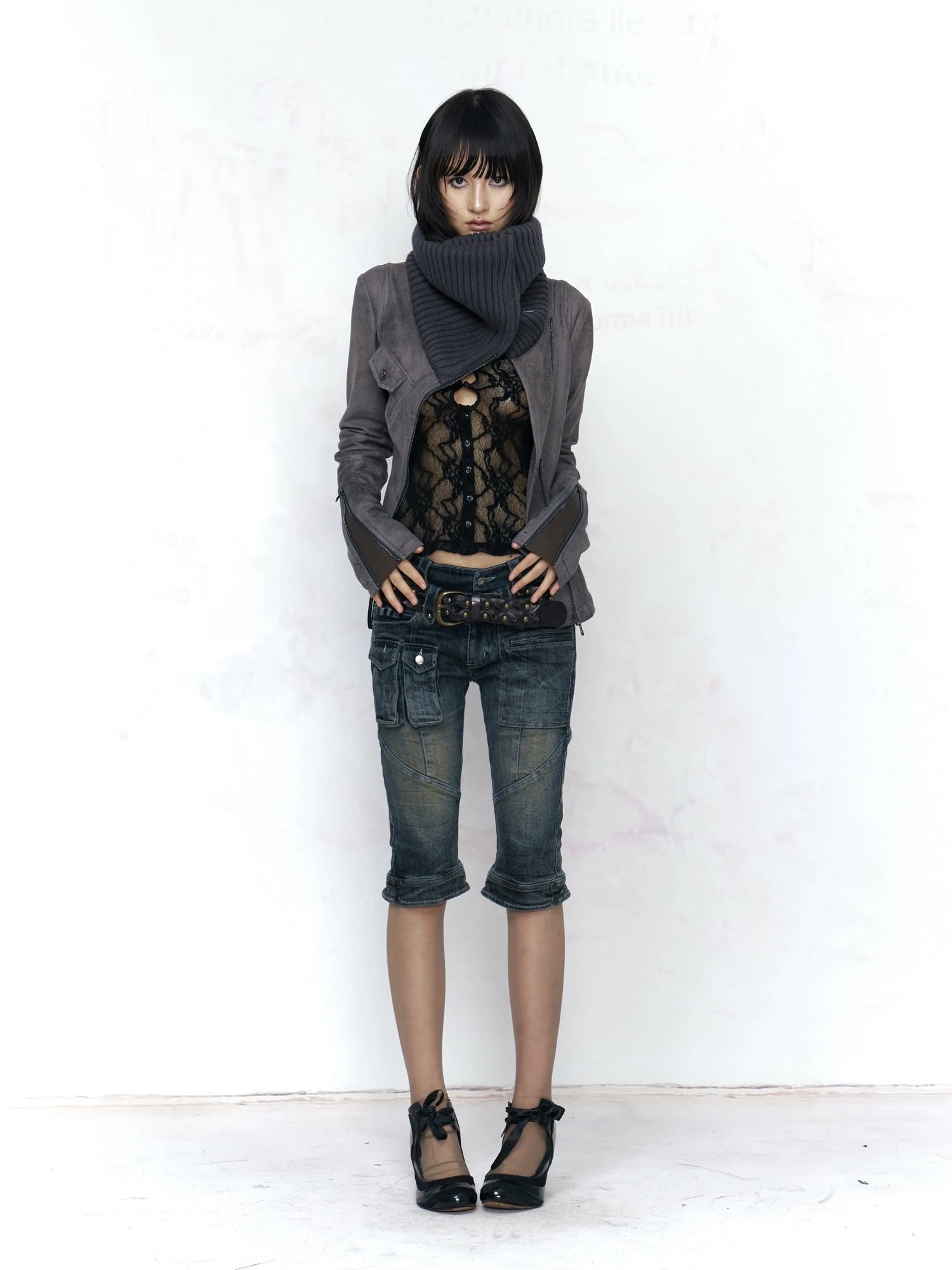 Flowers birds Market Embossed Faux Leather Slim Fit Zip Front Turn Down Collar Vintage Womens Jacket