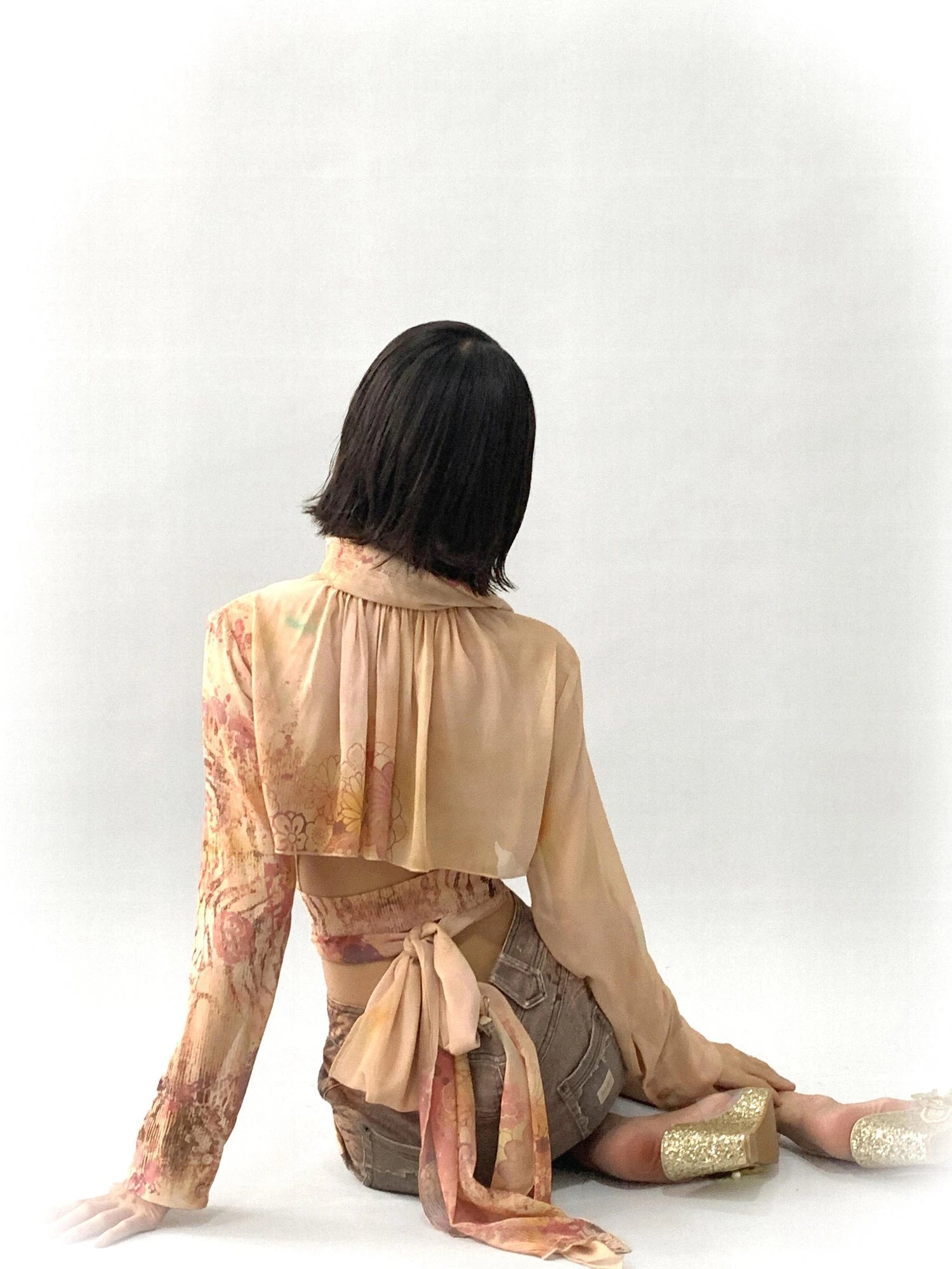 Denim Midi Skirt With Stretch And Leopard Print Wash