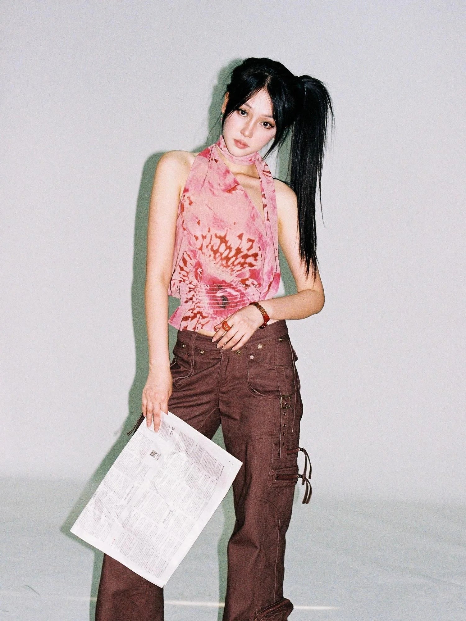 Abstract Print Halter Neck Tank Top