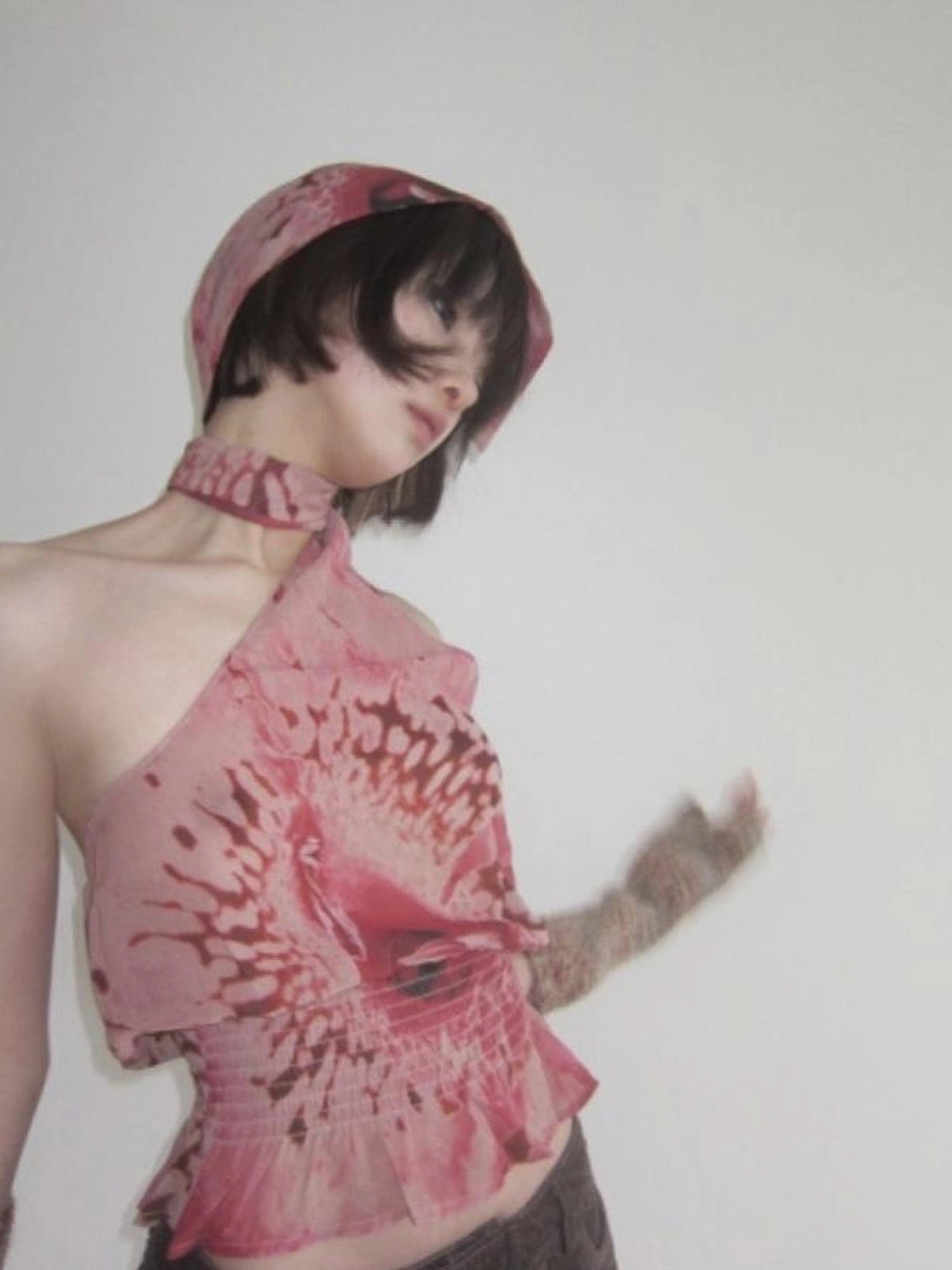 Abstract Print Halter Neck Tank Top