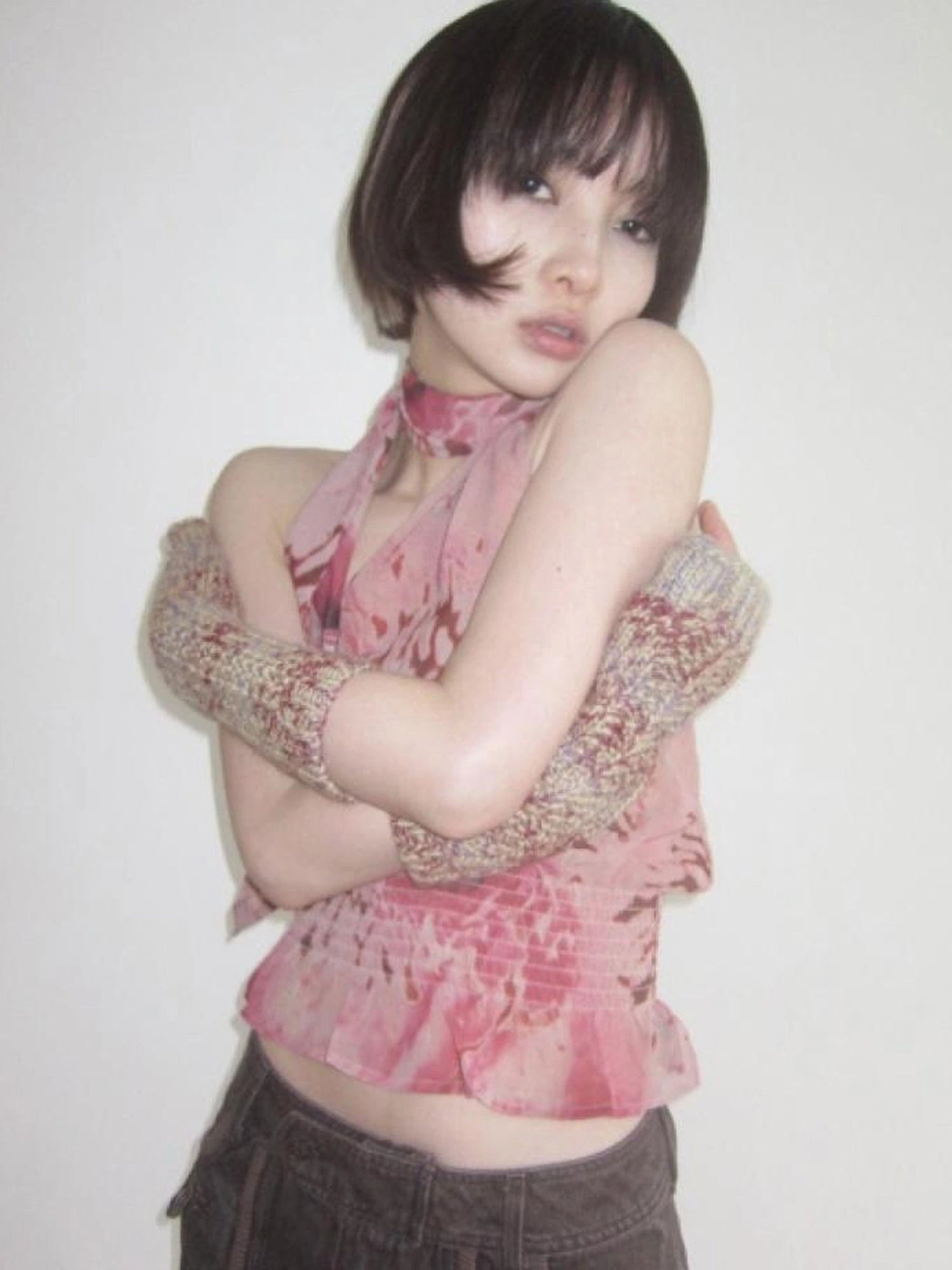 Abstract Print Halter Neck Tank Top