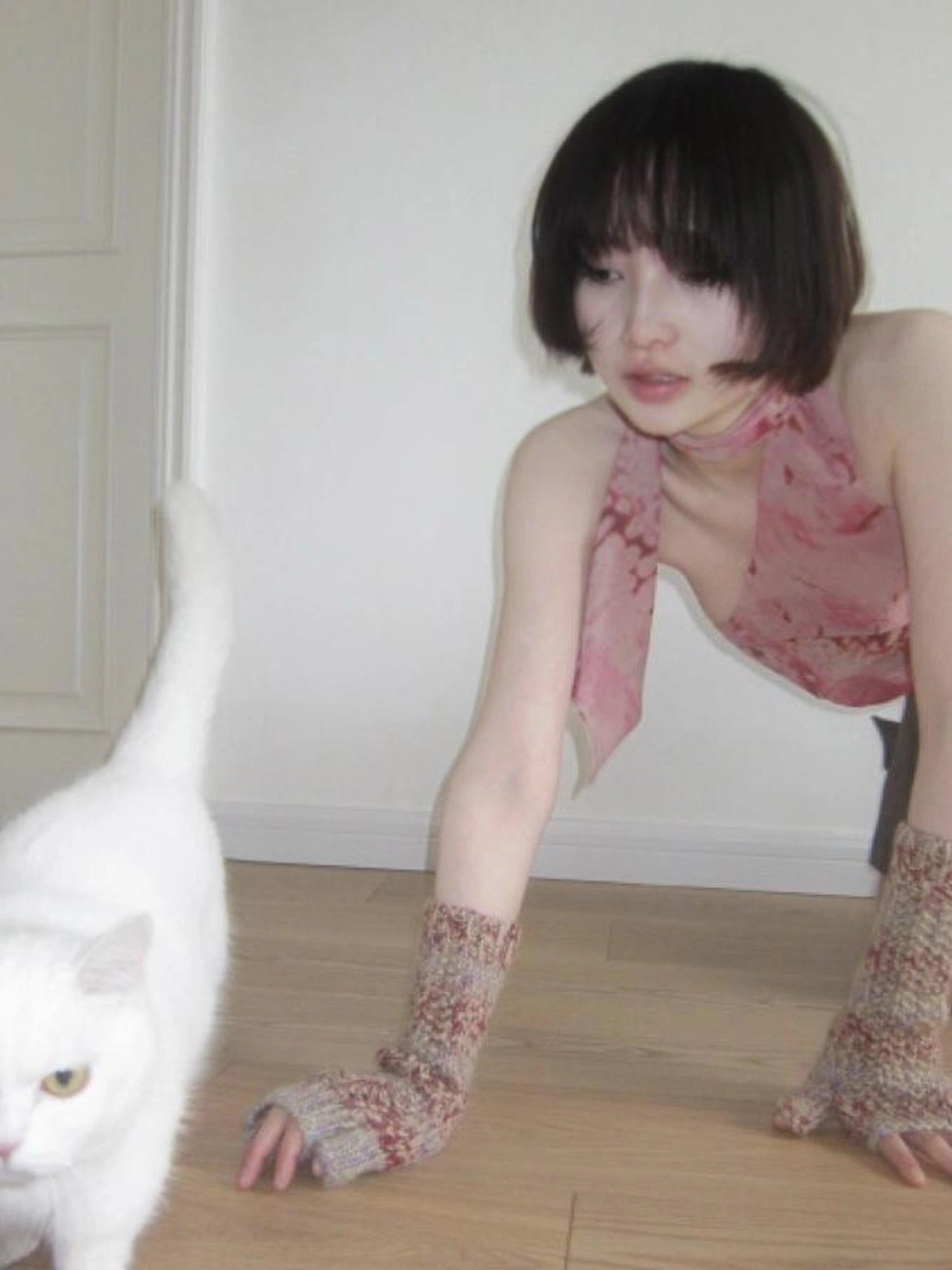 Abstract Print Halter Neck Tank Top