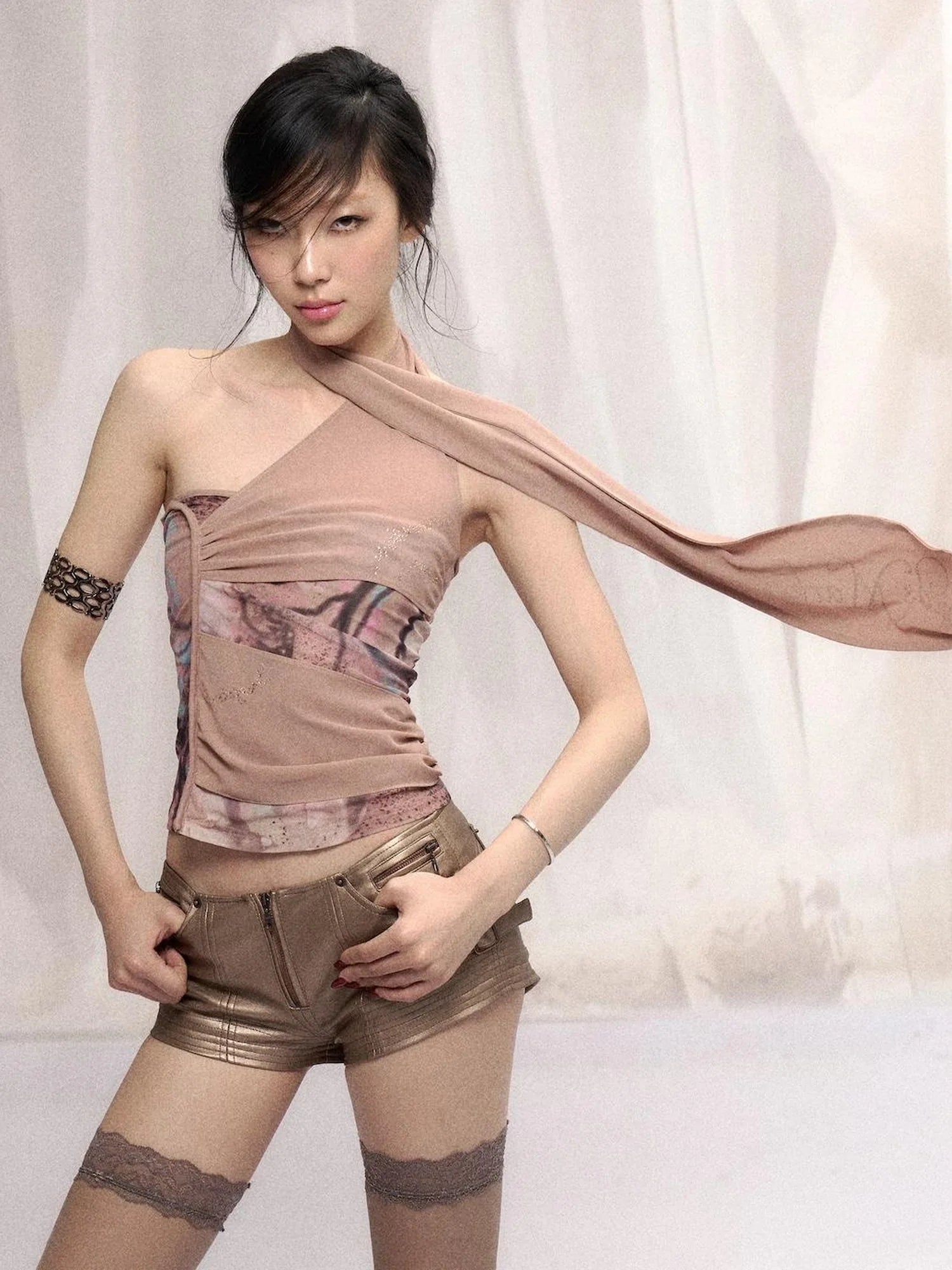 Flowy  Mesh Halter Top With Lace Trim