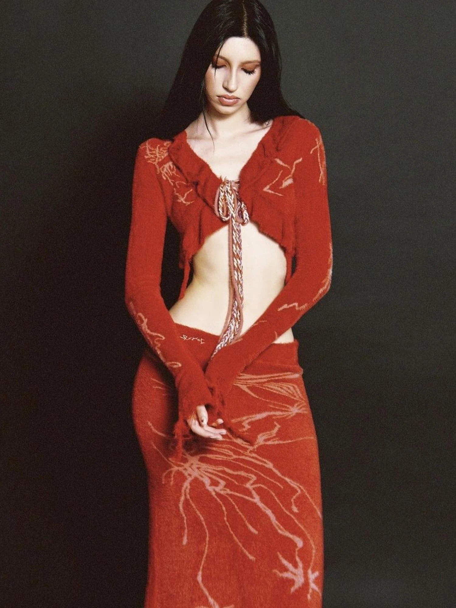 Hand Painted Intarsia Knit Cardigan