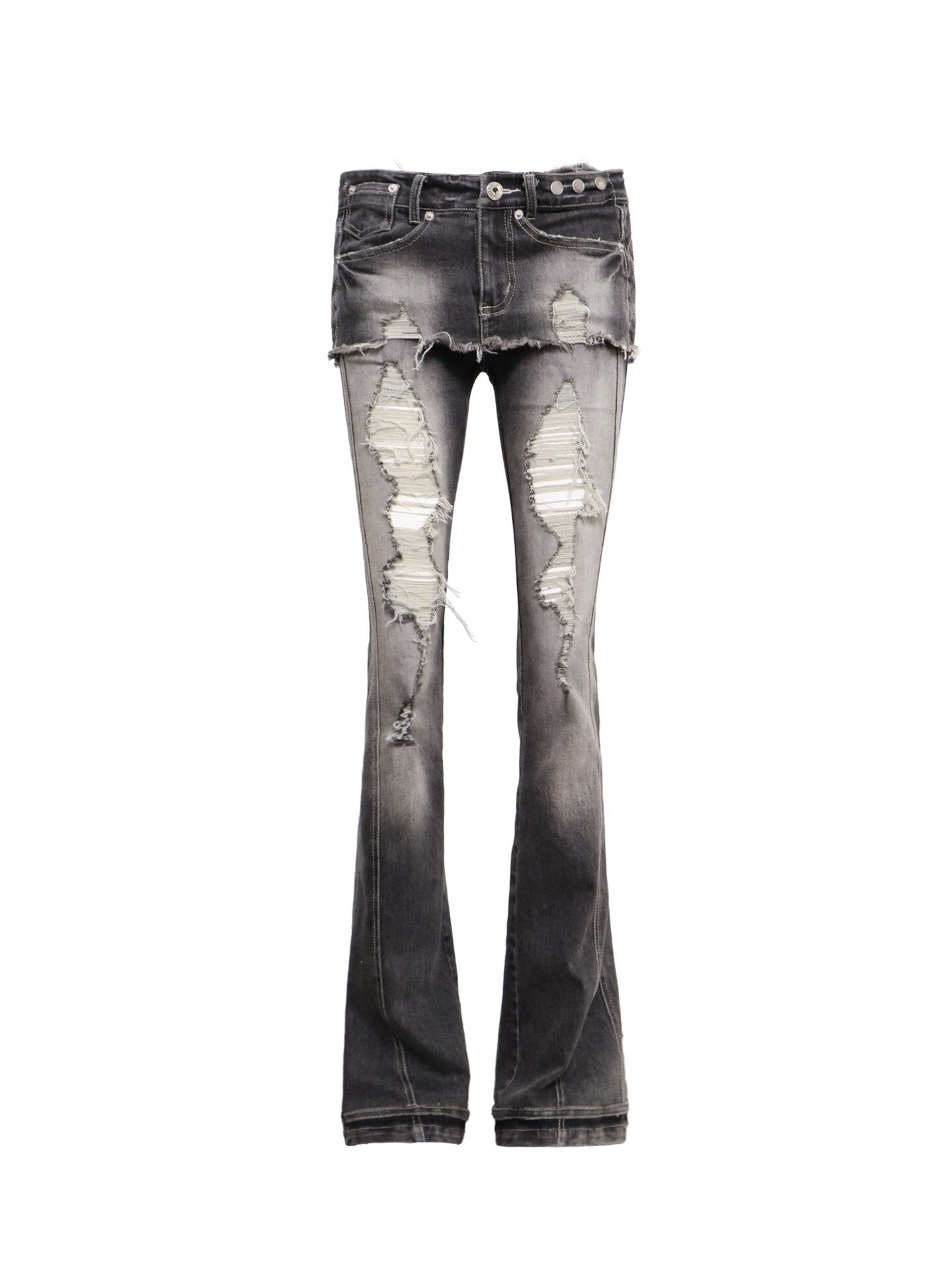 Flowers birds Market High Waist Washed Ripped Micro Stretch Casual Button Fly Women Denim Slim Jeans