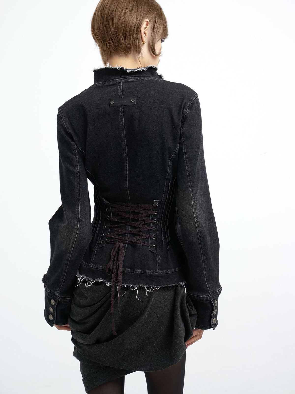 Flowers birds Market Lace Panel Print Deep V Lace Up Slim Fit Women&