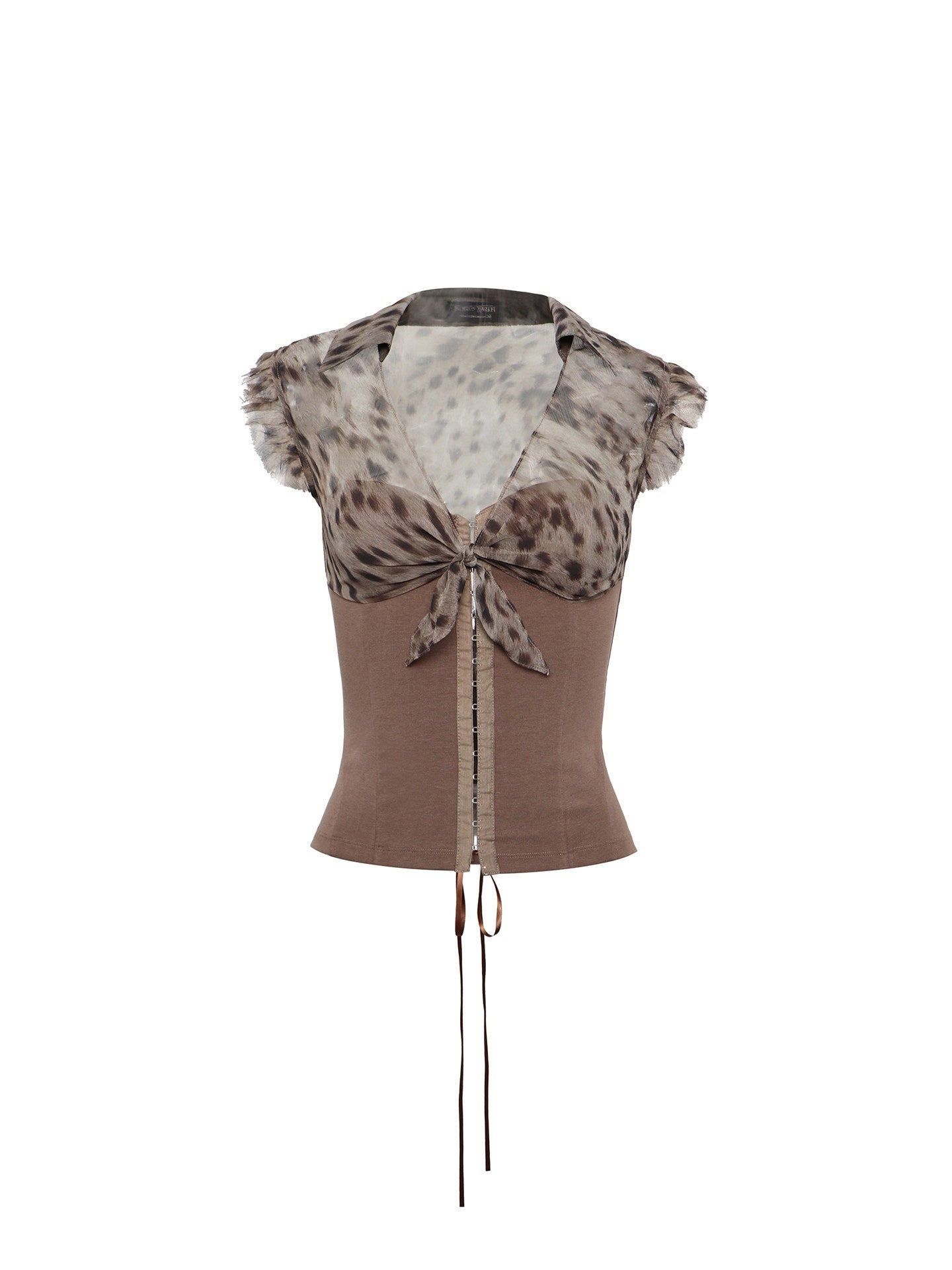 Flowers_birds_Market_Leopard_Print_Patchwork_Knit_V-neck_Lace_Trim_Women&