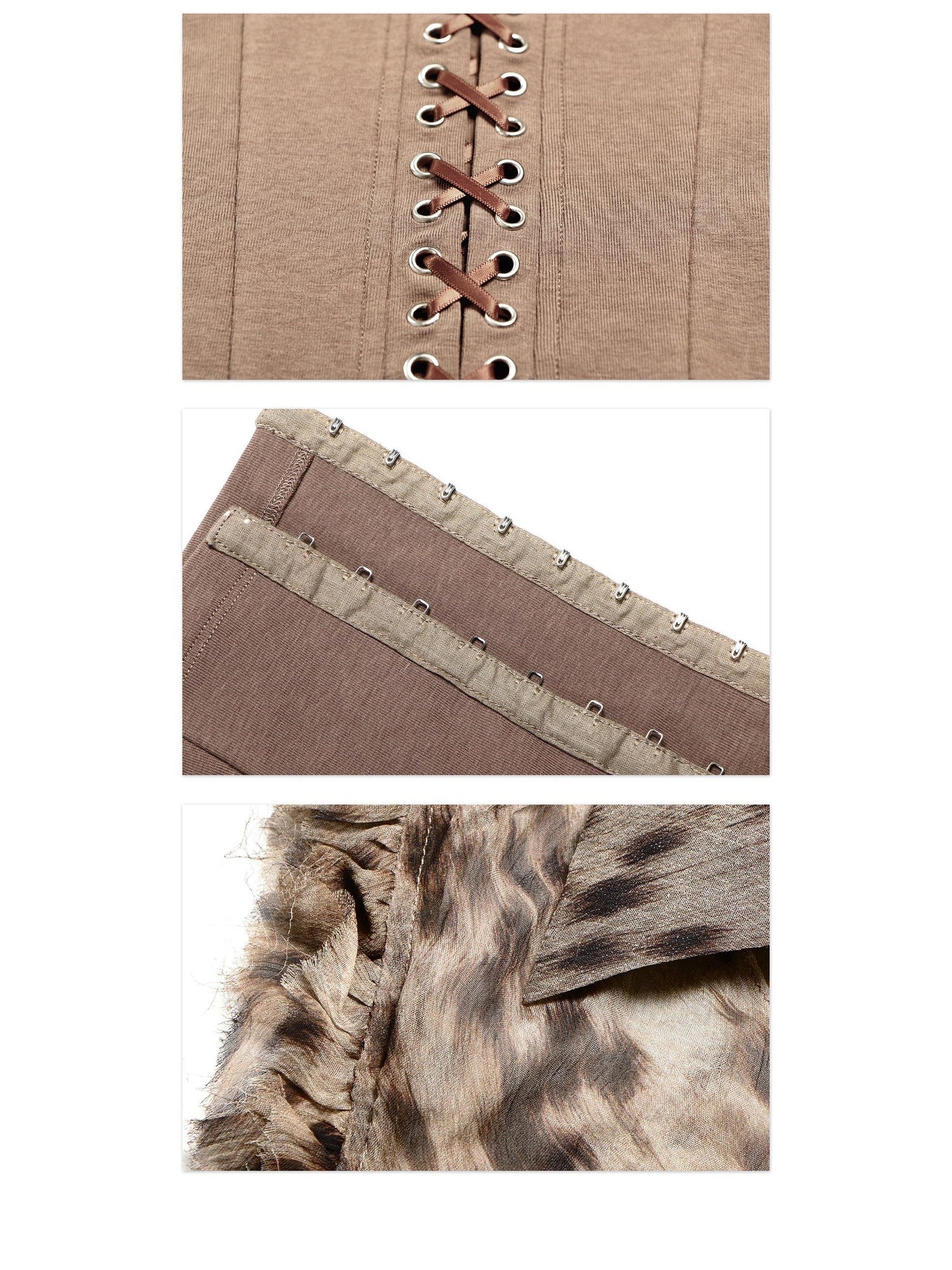 Flowers birds Market Leopard Print Patchwork Knit V-neck Lace Trim Women&