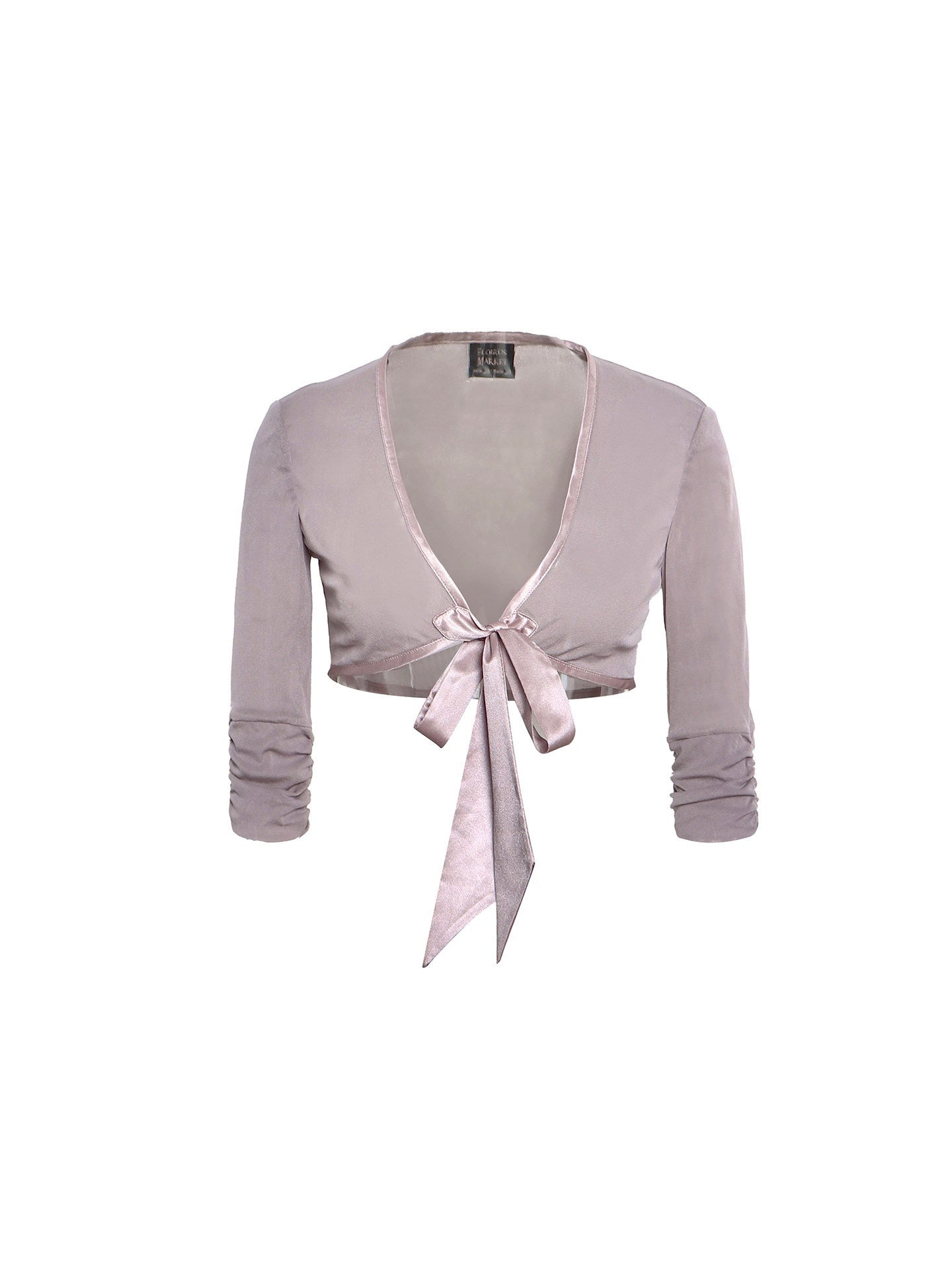 Flowers_birds_Market_Mesh_Bow_Tie_Cropped_V-neck_3_4_Sleeve_Women&