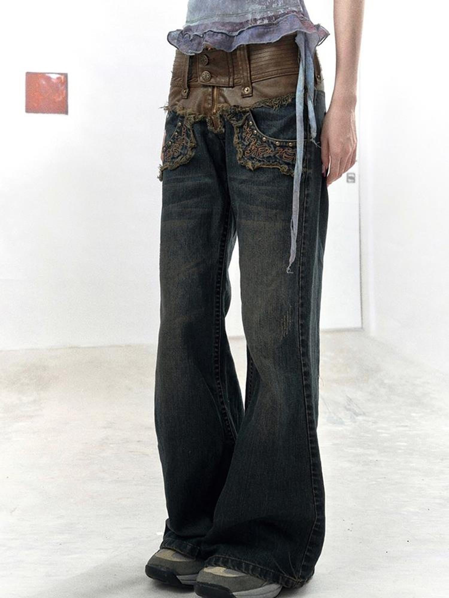 Flowers birds Market Rooted Silence Washed Patchwork Pants
