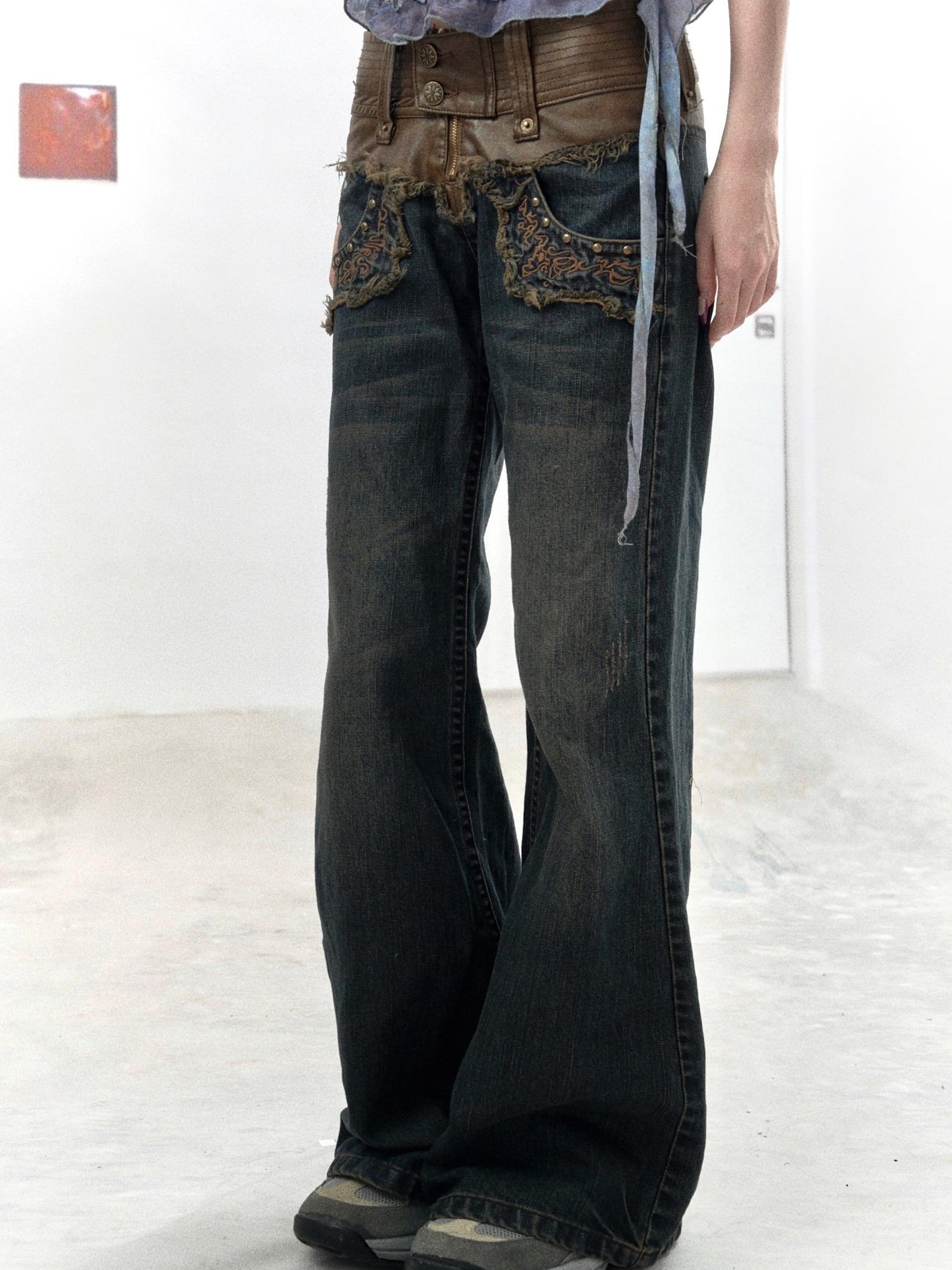 Flowers birds Market Rooted Silence Washed Patchwork Pants