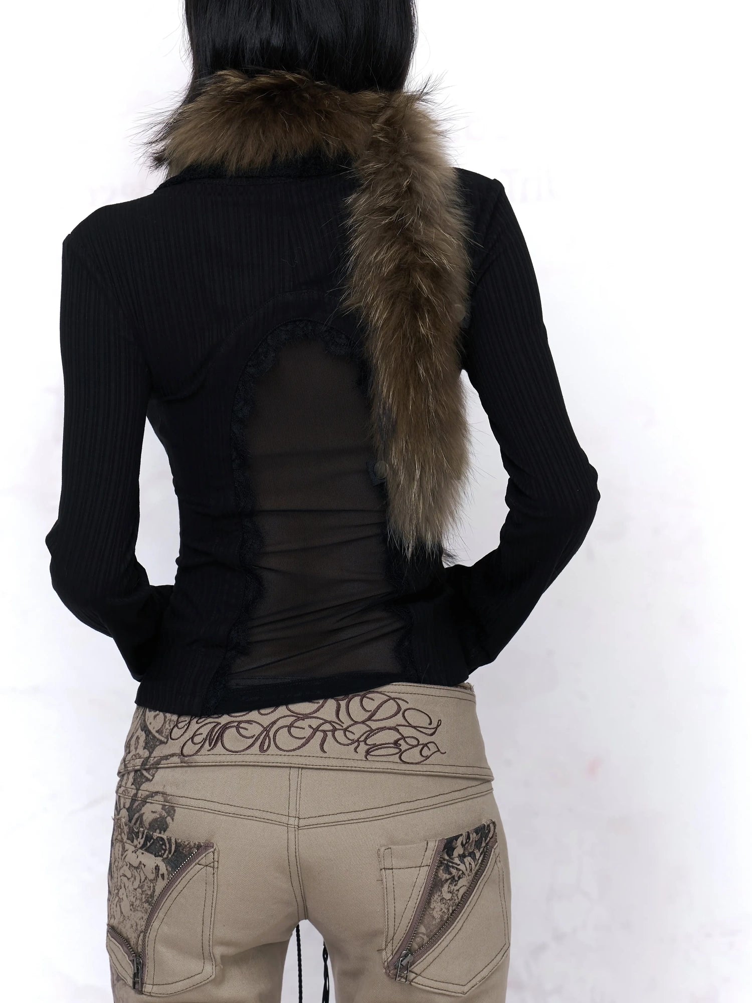 Flowers birds Market Soft Cotton Stretch Distressed Vintage Low Rise Slim Lace Up Khaki Women Jeans