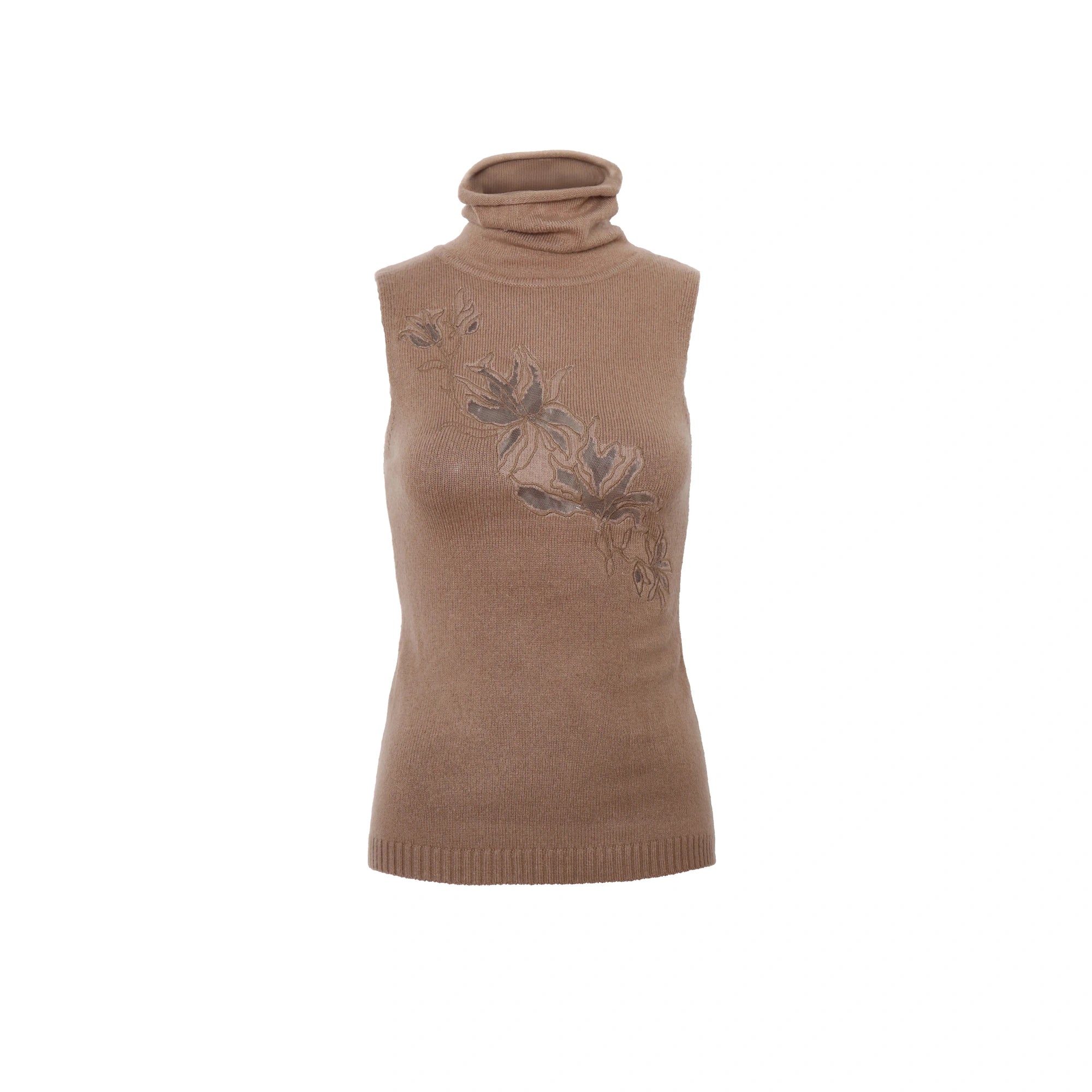 Flowers_birds_Market_Soft_Knit_Slim_Sleeveless_Turtleneck_Double_Zipper_Embroidered_Women_Tank_Top_MISSTT