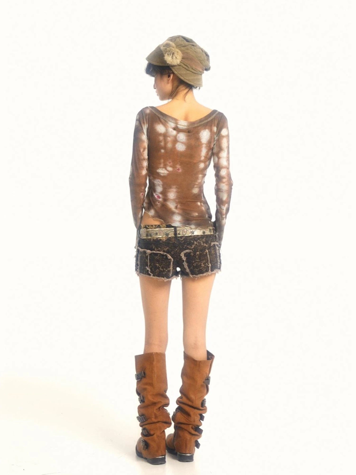 Sweet & Spicy Mesh V Neck T Shirt Long Sleeve Top