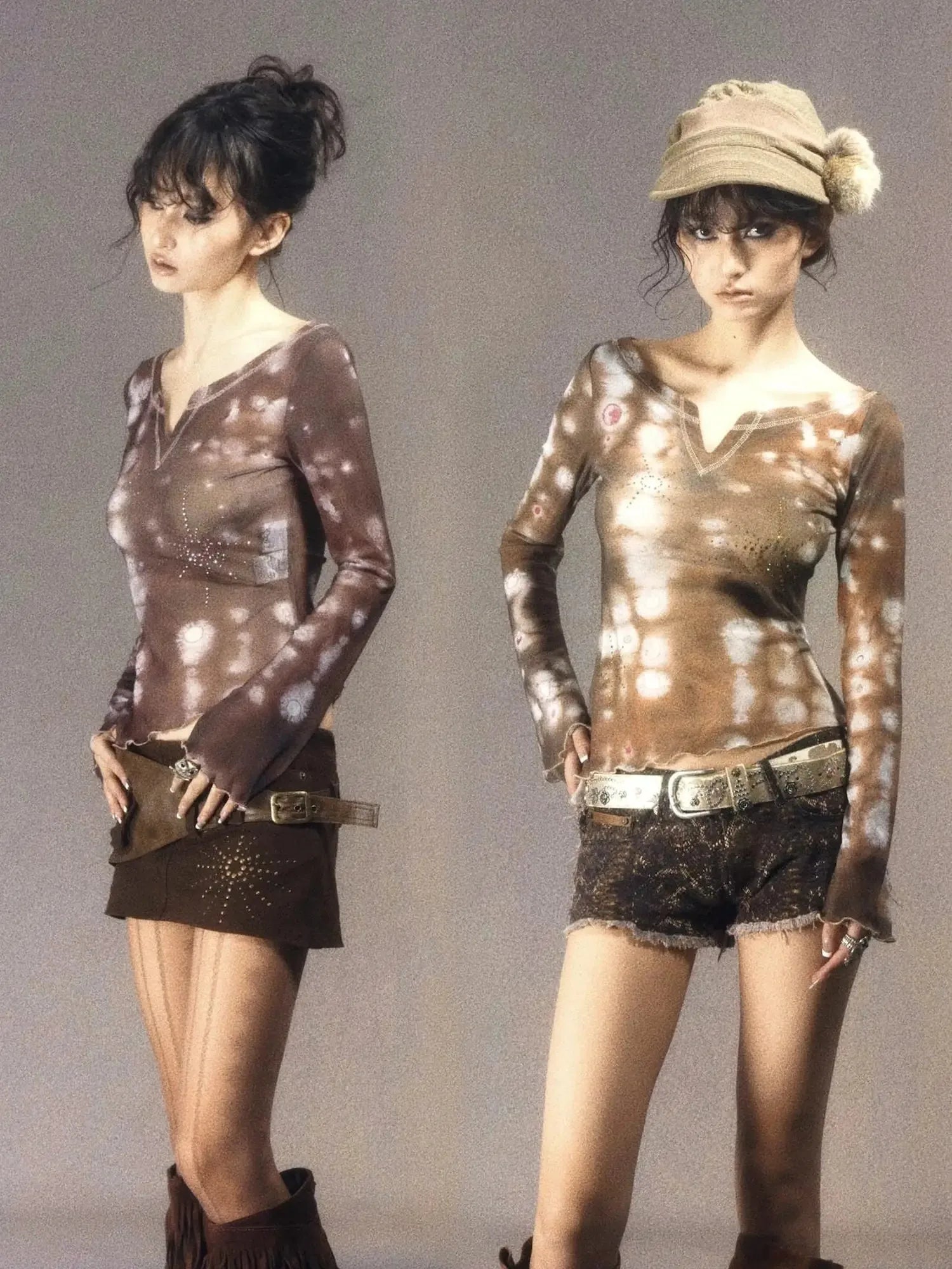 Sweet & Spicy Mesh V Neck T Shirt Long Sleeve Top