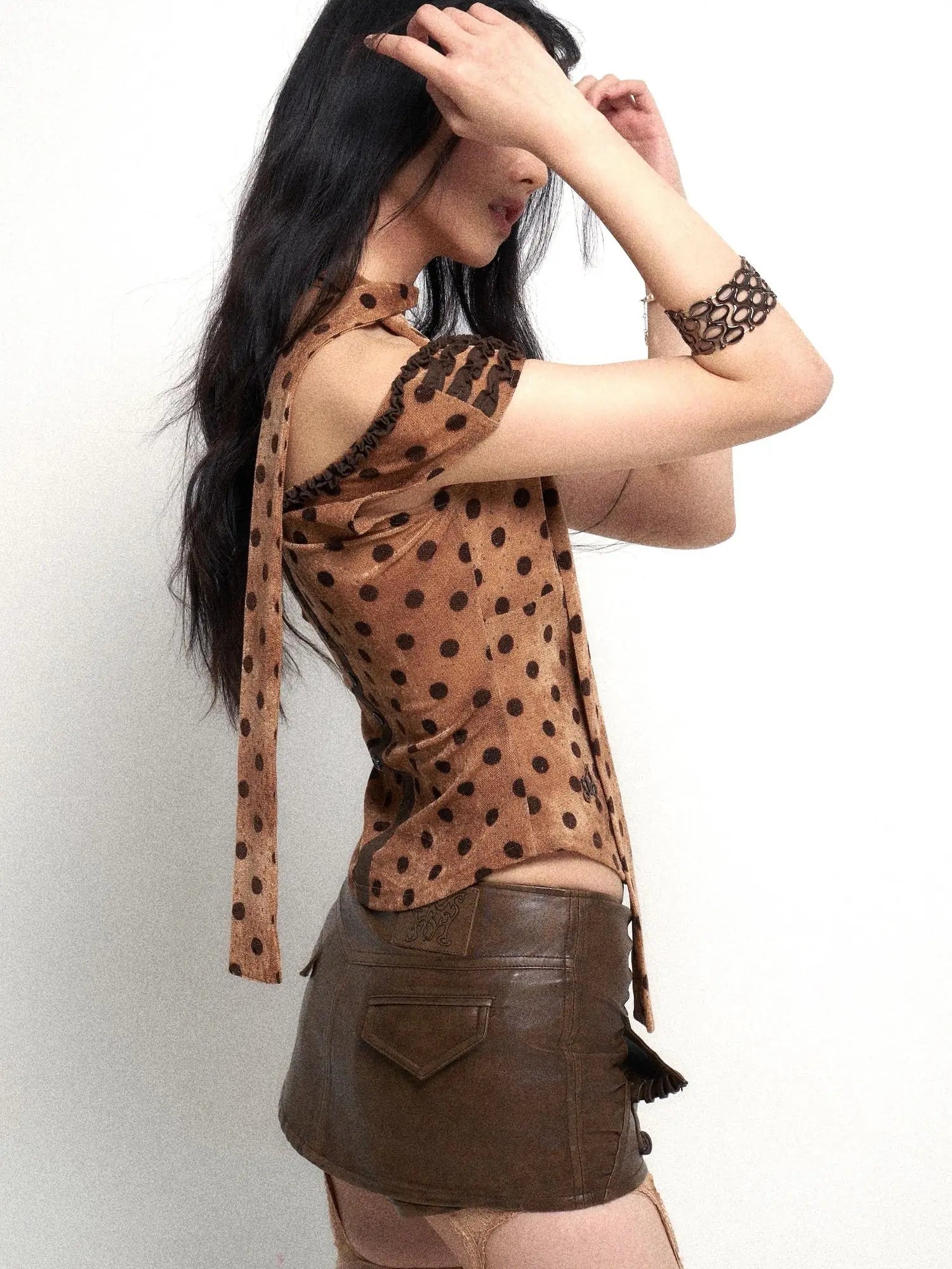 Two Tone Vintage Distressed Leather Shorts