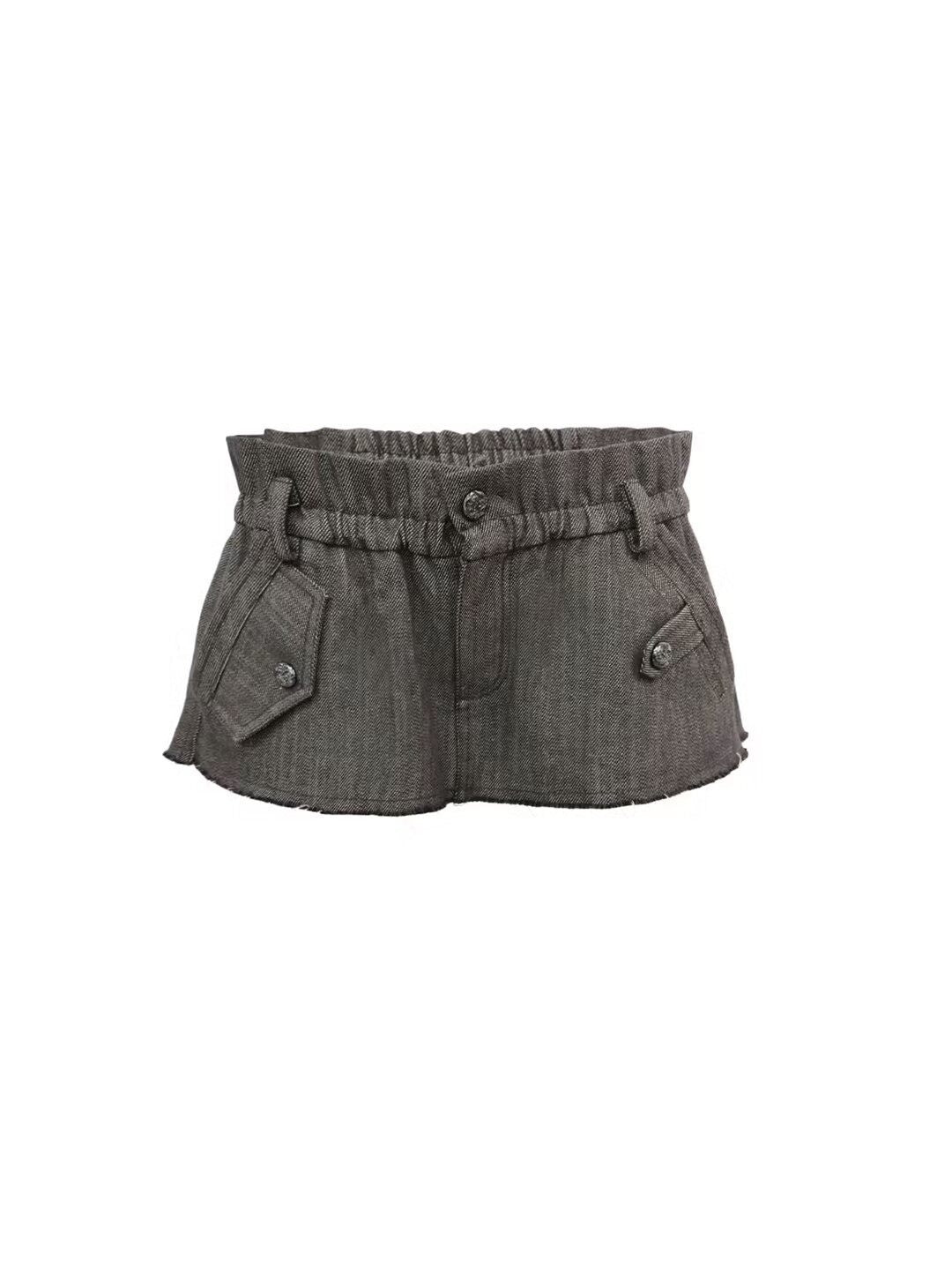 Flowers birds Market Versatile Regular Fit Short Length Gray Brown Casual Skirt Shorts S M L Skorts