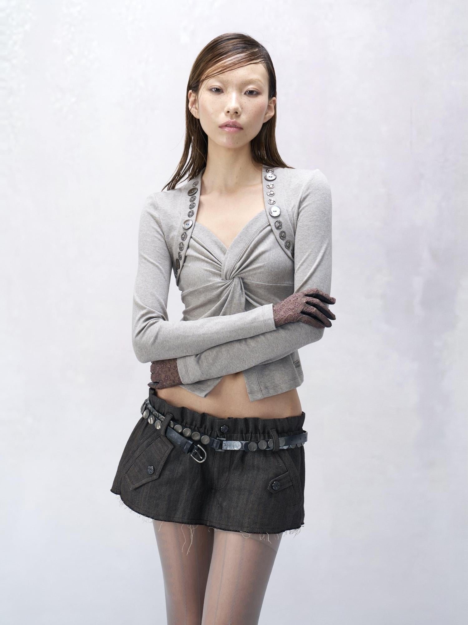 Flowers birds Market Versatile Regular Fit Short Length Gray Brown Casual Skirt Shorts S M L Skorts