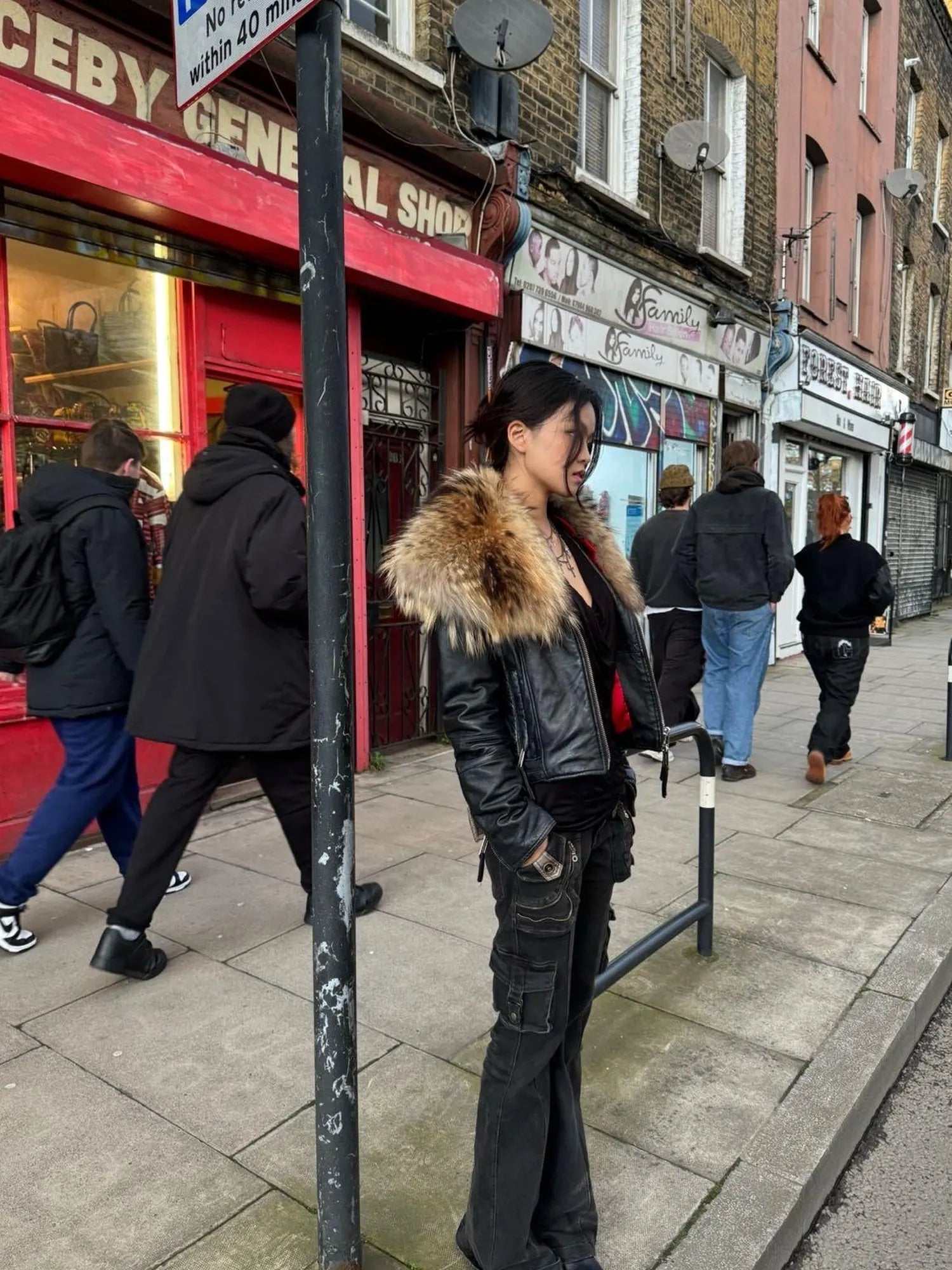 Vintage  Denim Pants Multi Pocket Stretch Cotton Low Rise Grey