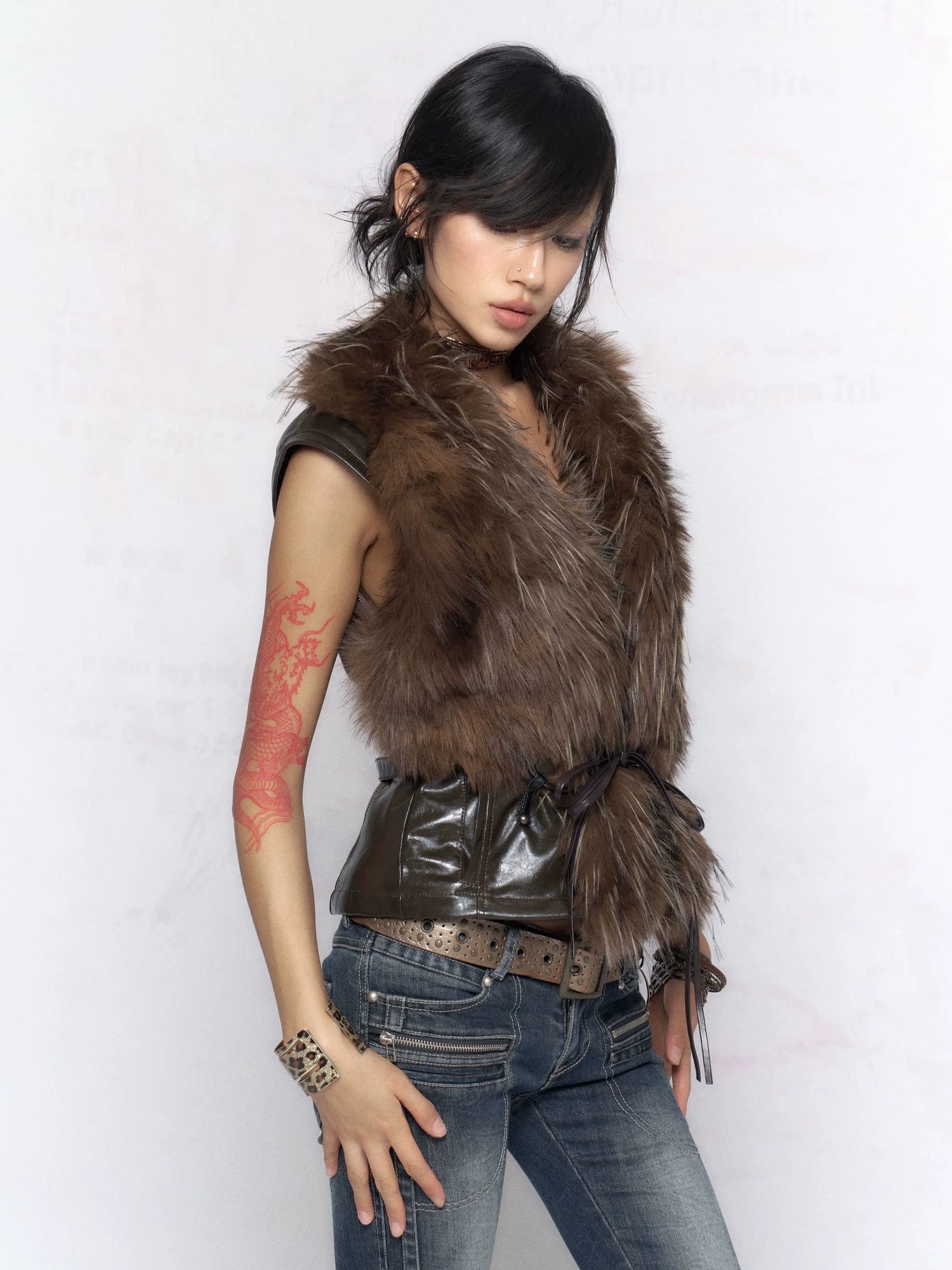 Flowers birds Market Warm Slim Fit Fur Collar Long Sleeve Zip Up Women Commuter Outerwear Jacket