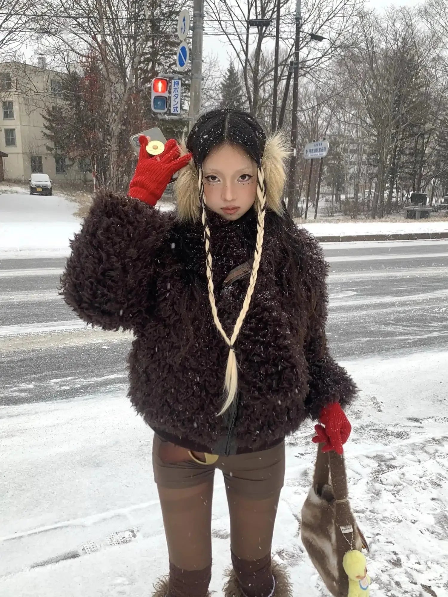 Warm Wool Blend Coat With Free Scarf