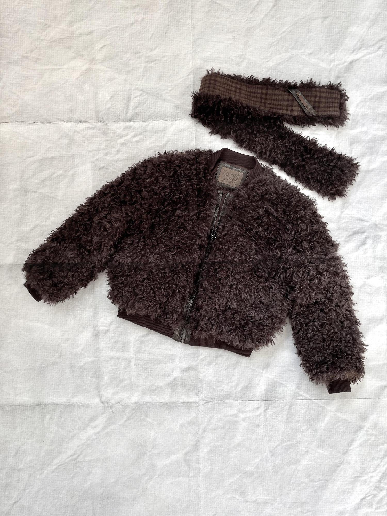 Flowers birds Market Warm Wool Blend Coat With Free Scarf