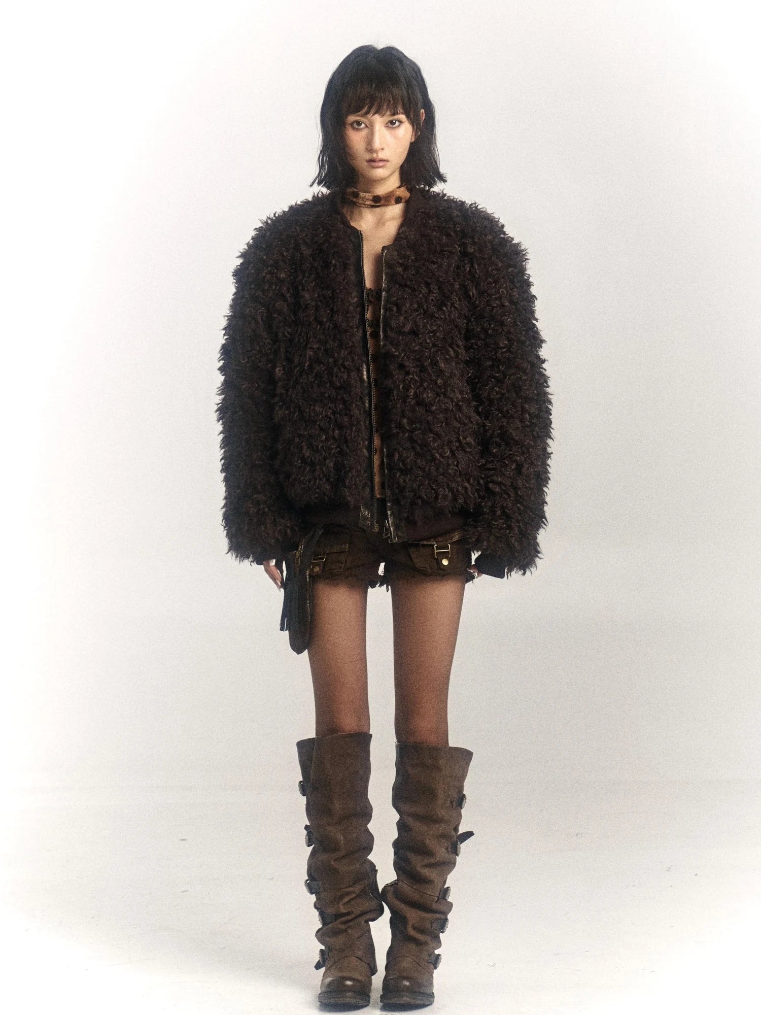 Warm Wool Blend Coat With Free Scarf