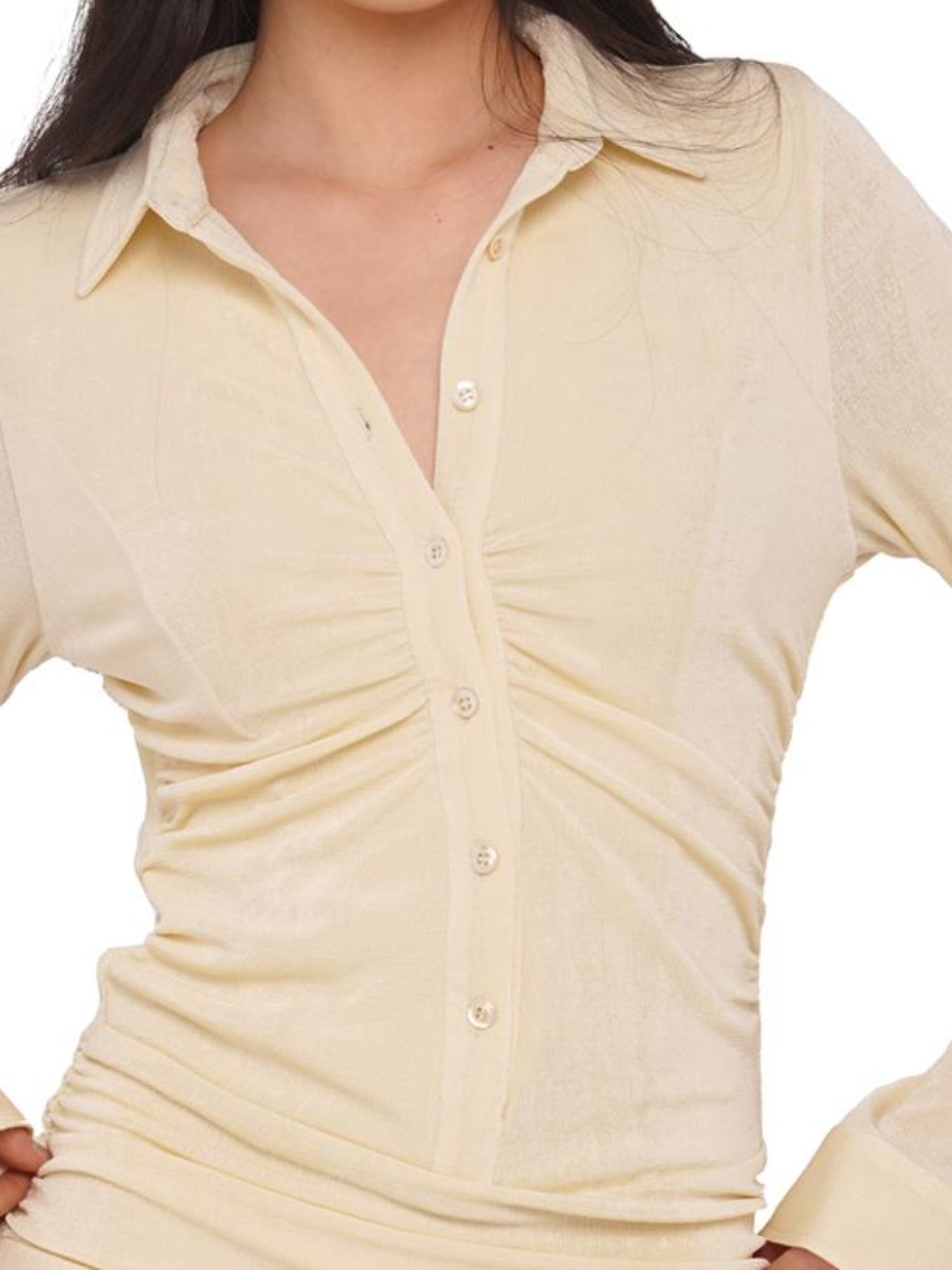 SweetChilling Flowy Casual Drop Waist Pleated Shirt Collar Dress