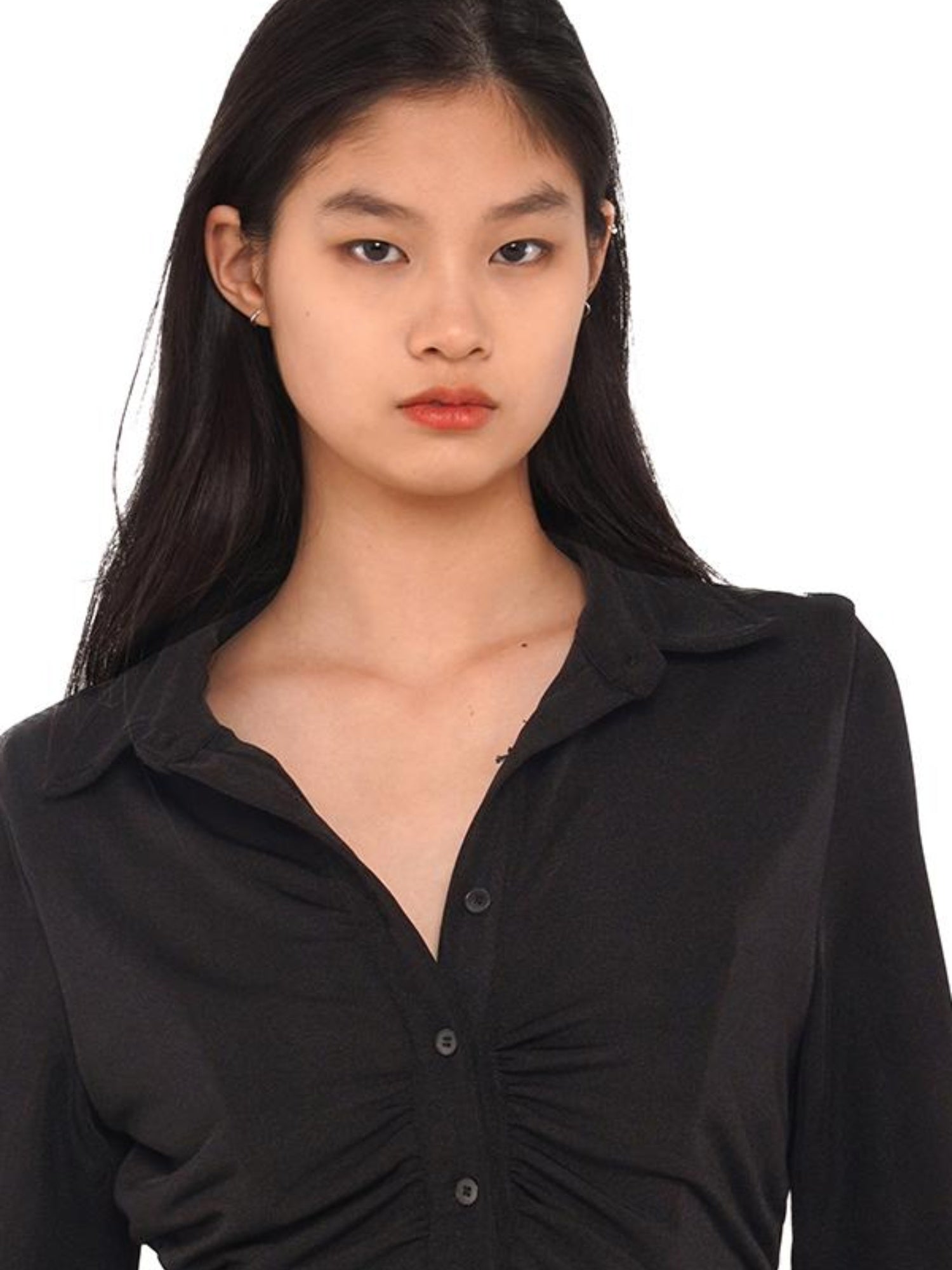 SweetChilling Flowy Casual Drop Waist Pleated Shirt Collar Dress