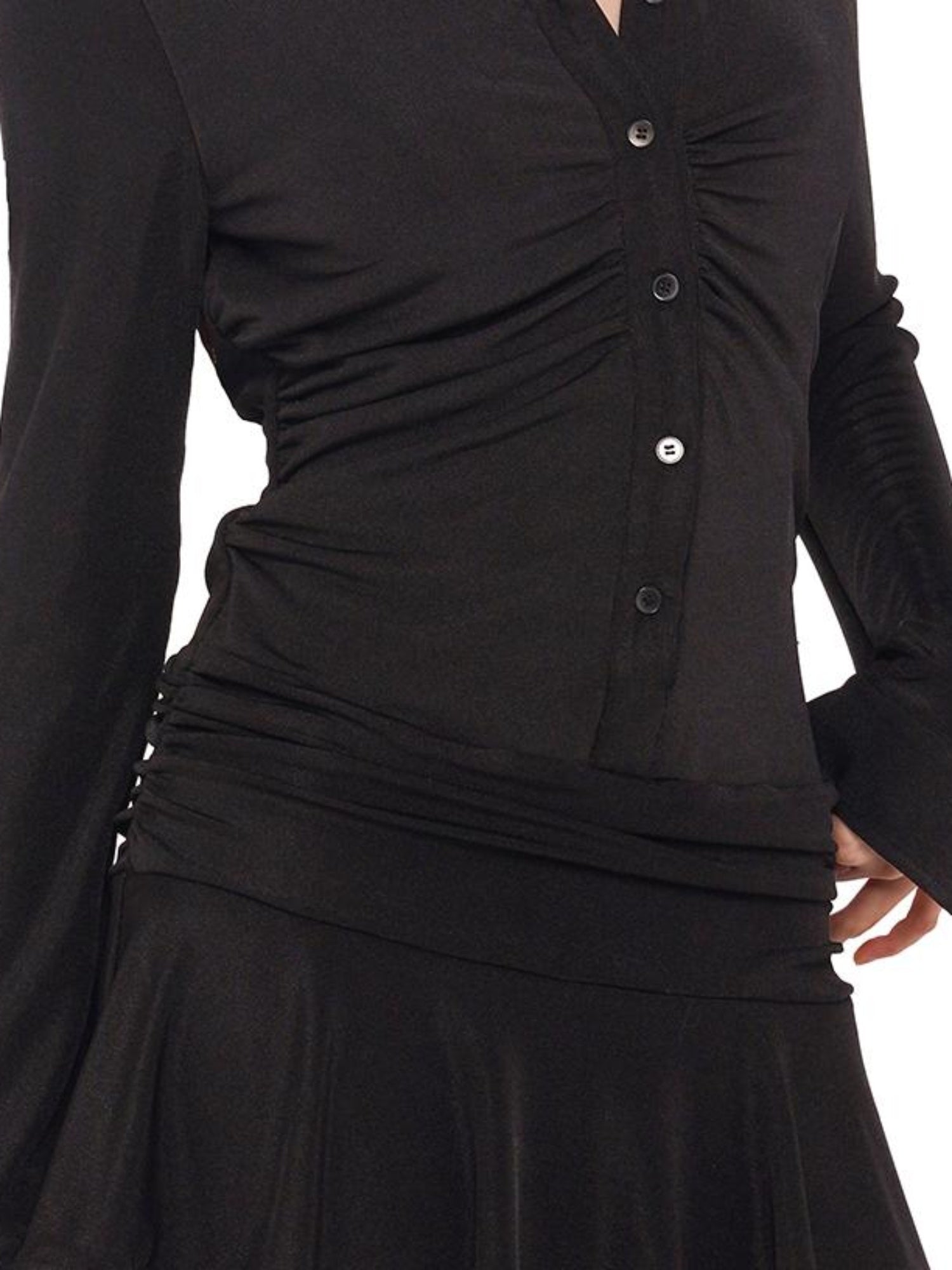 SweetChilling Flowy Casual Drop Waist Pleated Shirt Collar Dress