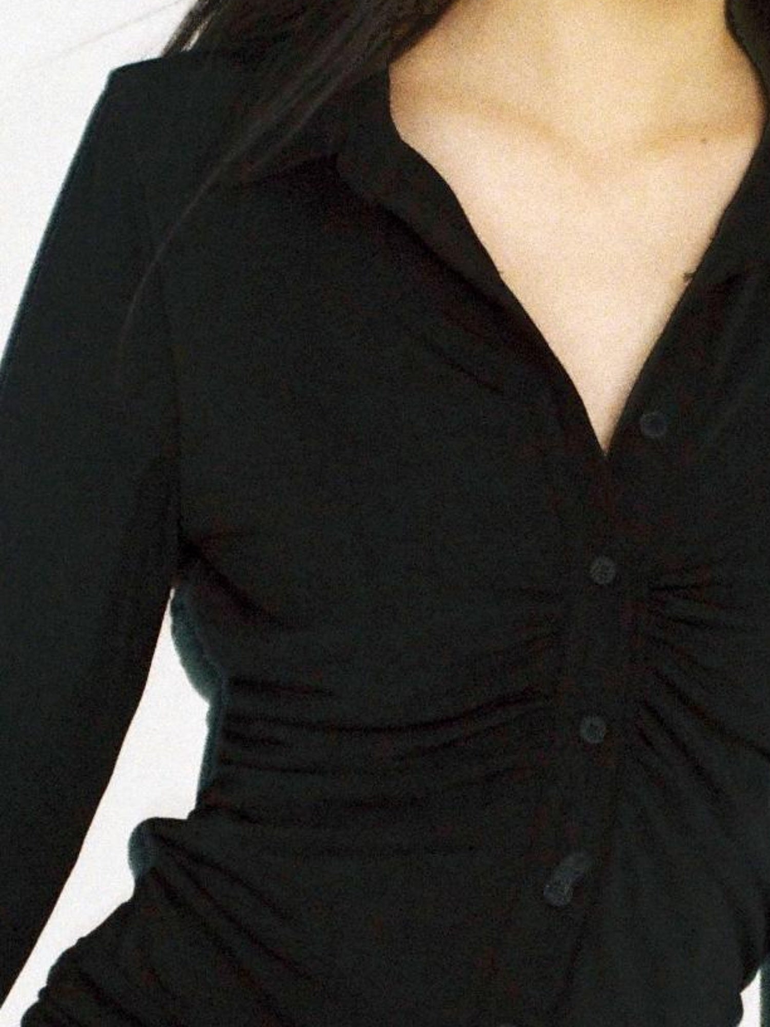 SweetChilling Flowy Casual Drop Waist Pleated Shirt Collar Dress