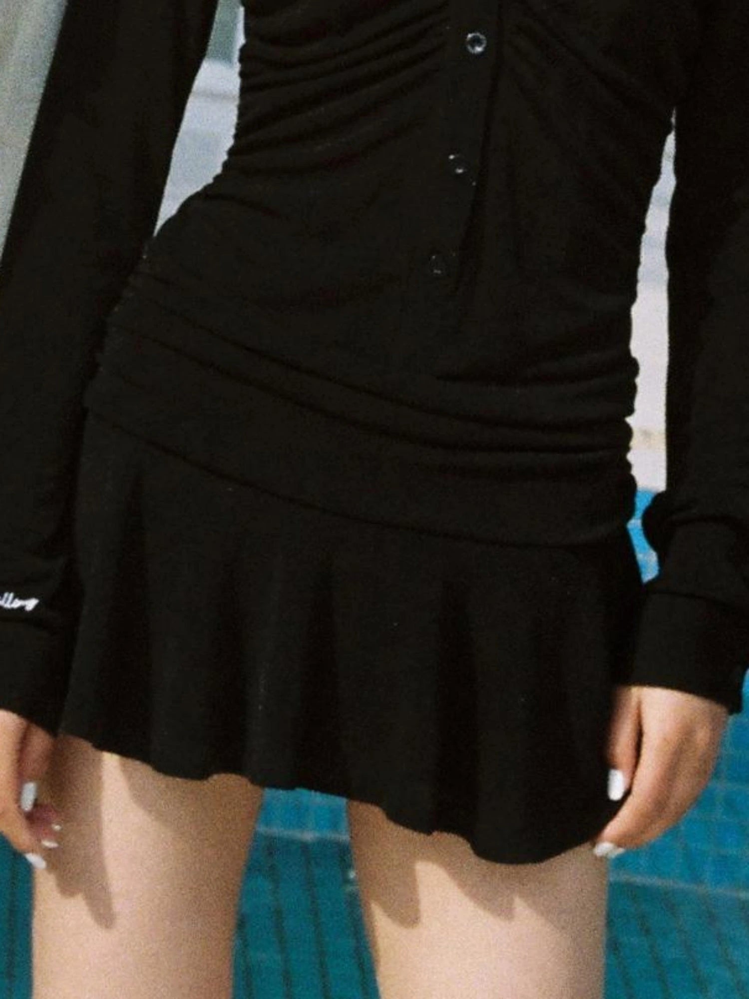 Flowy Casual Drop Waist Pleated Shirt Collar Dress