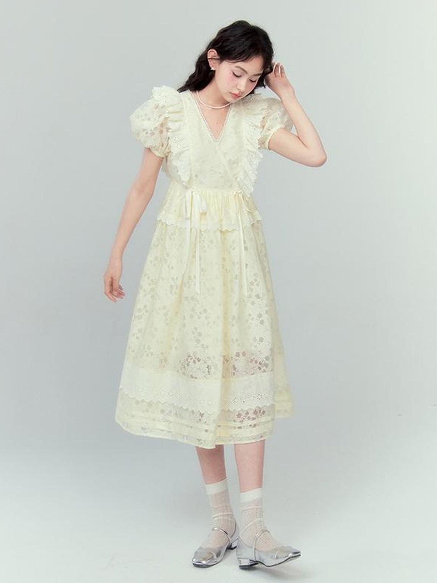 DIDDI MODA French Floral Lace Princess Dress