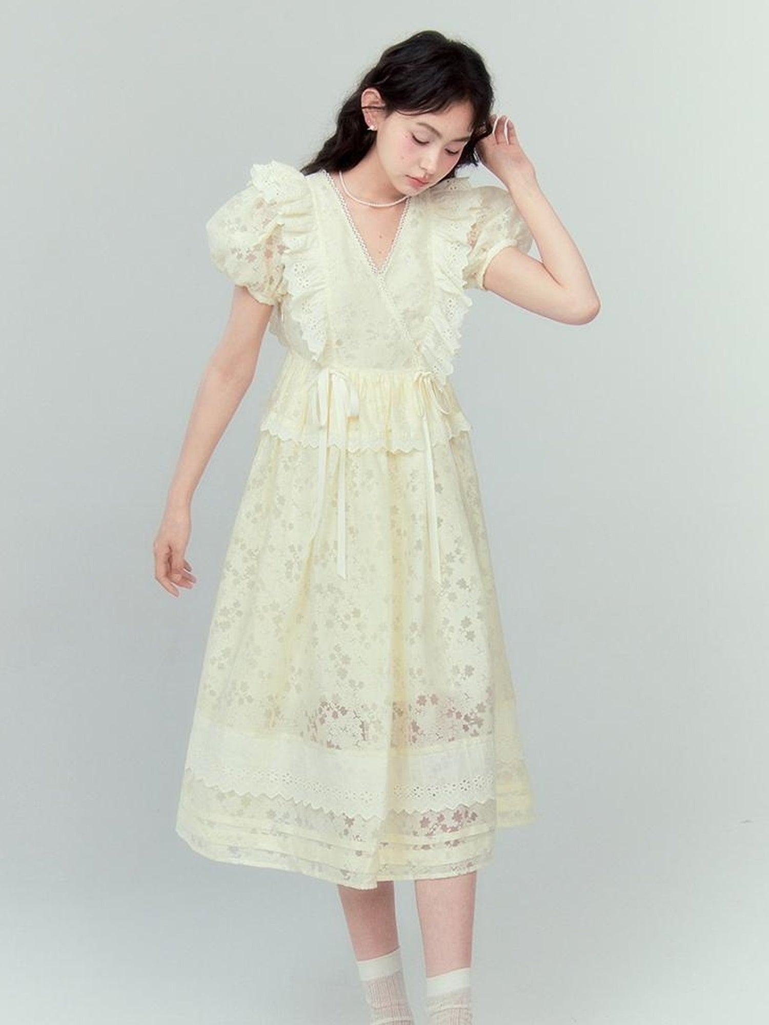 DIDDI MODA French Floral Lace Princess Dress