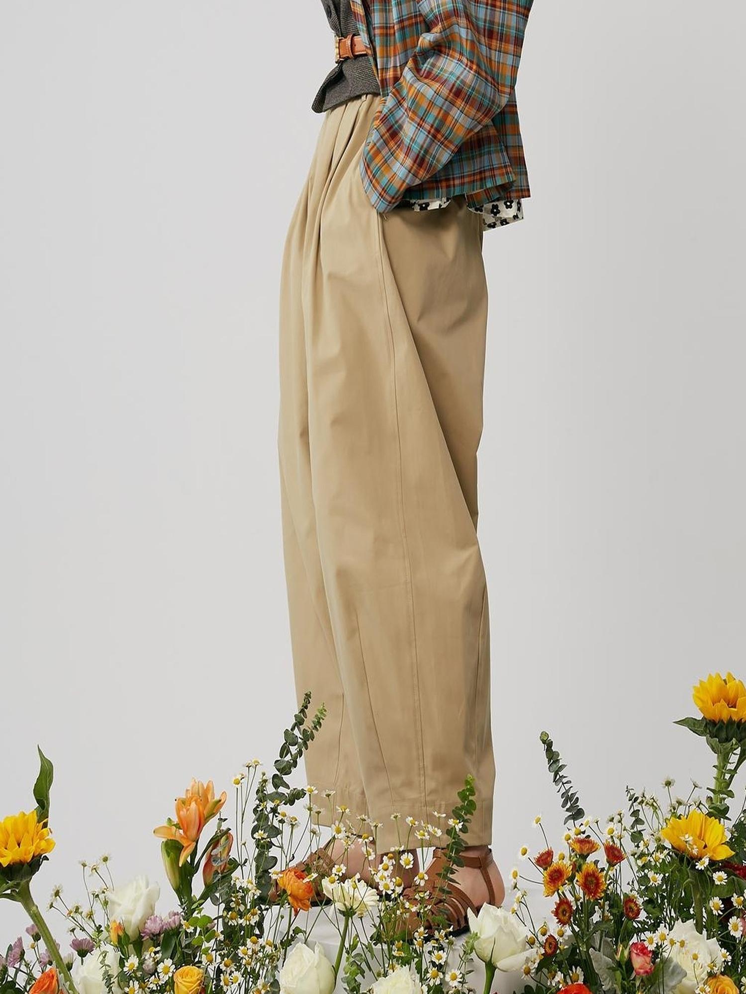 Sweet Mi French Style High Waisted Tapered Trousers With Elastic Waist