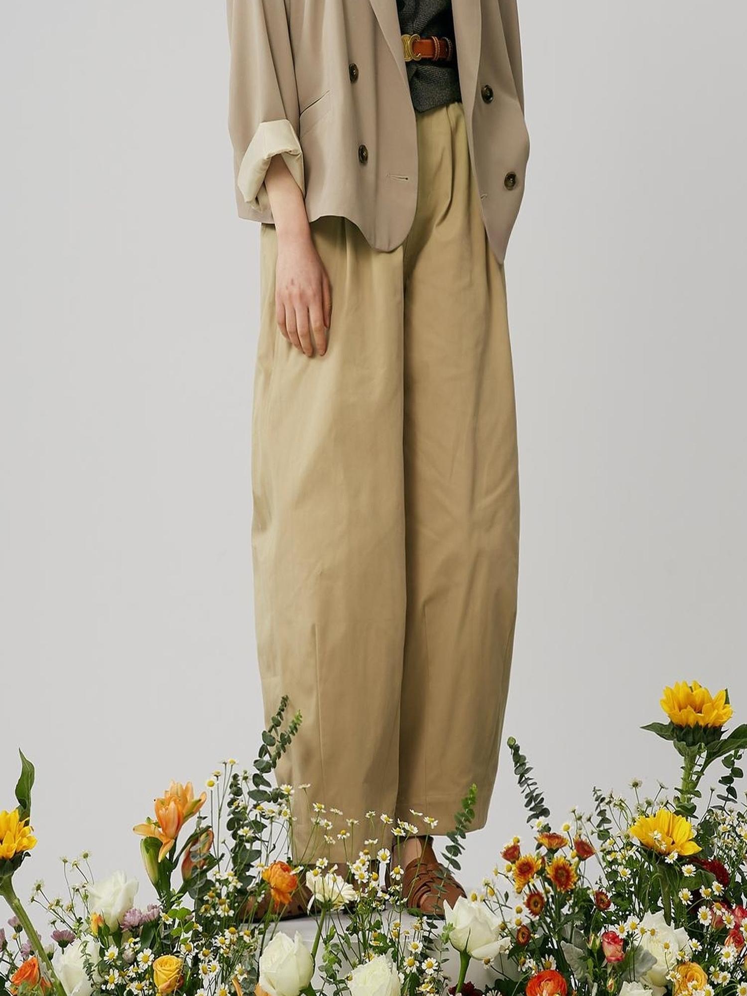 Sweet Mi French Style High Waisted Tapered Trousers With Elastic Waist