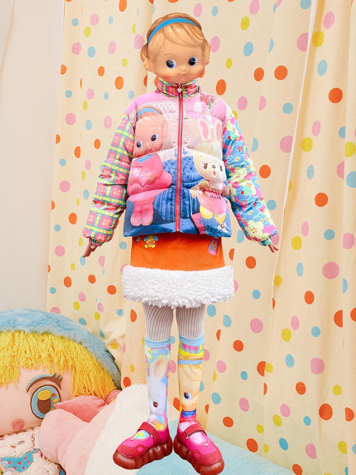 Frufru Gulu Colorful Cartoon Print Mid Length Women&