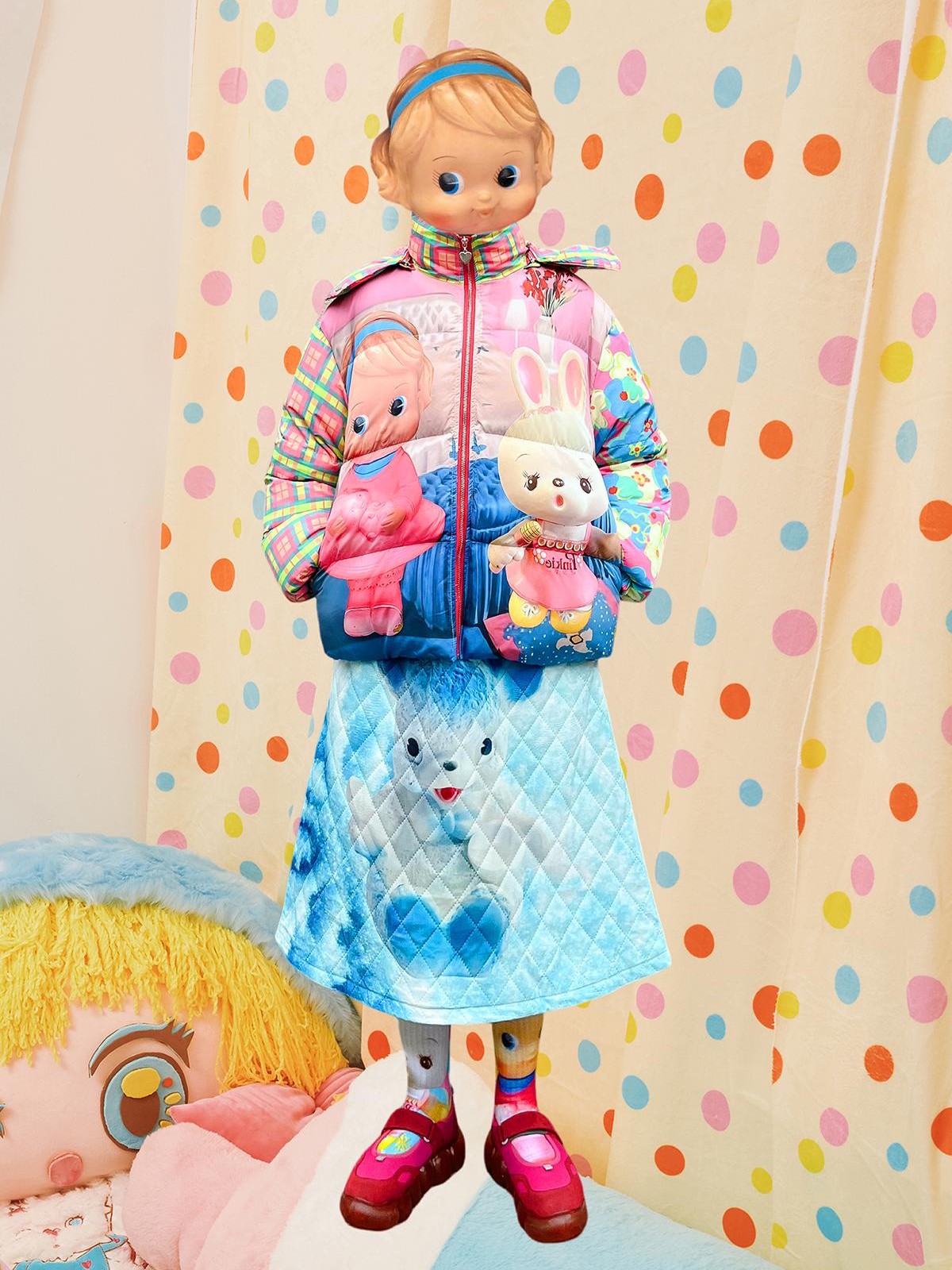 Frufru Gulu Colorful Cartoon Print Mid Length Women&
