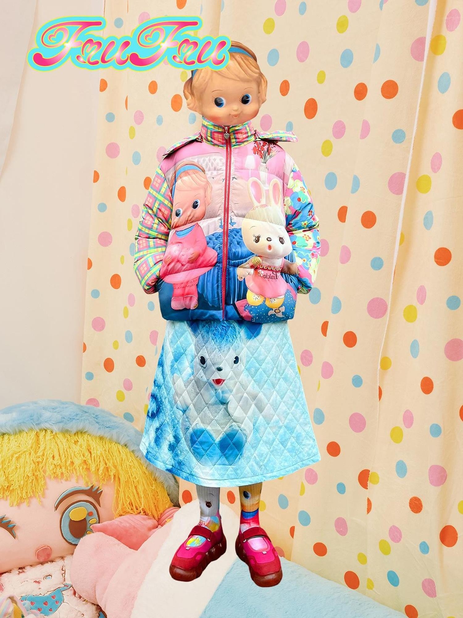Frufru Gulu Colorful Cartoon Print Mid Length Women&