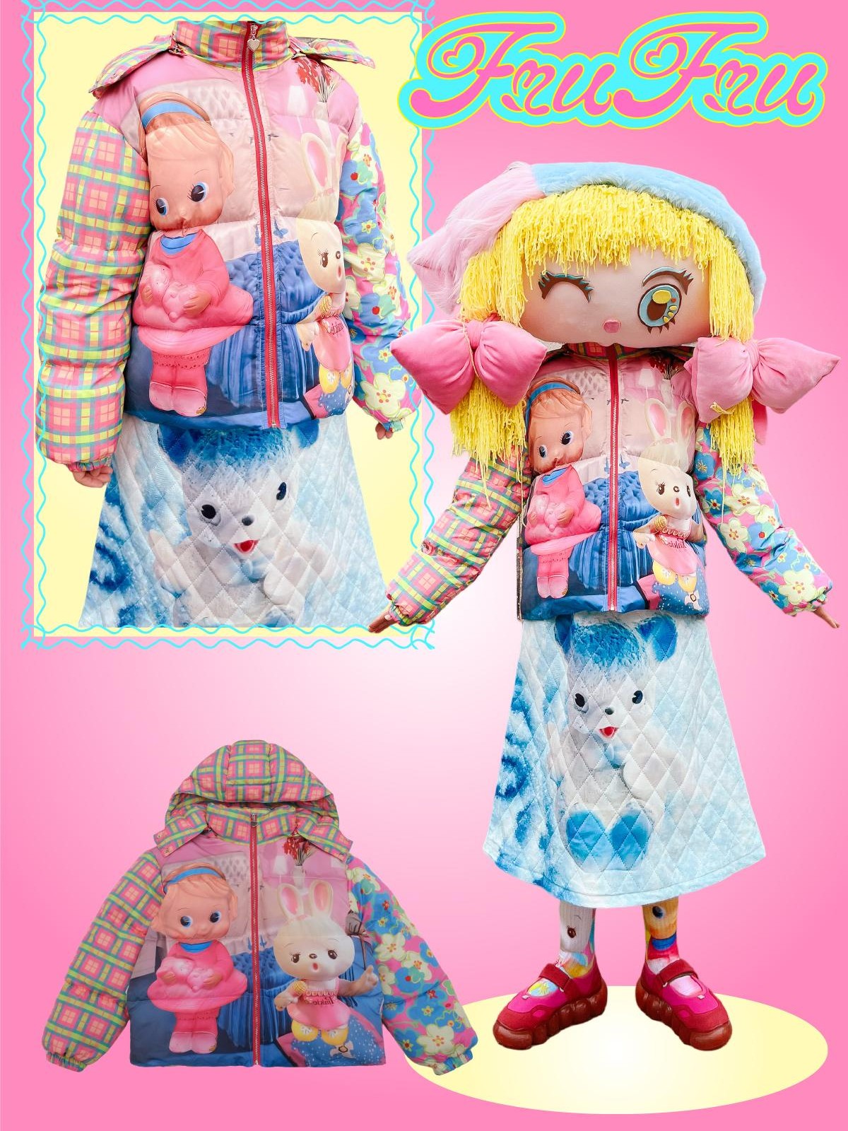 Frufru Gulu Colorful Cartoon Print Mid Length Women&