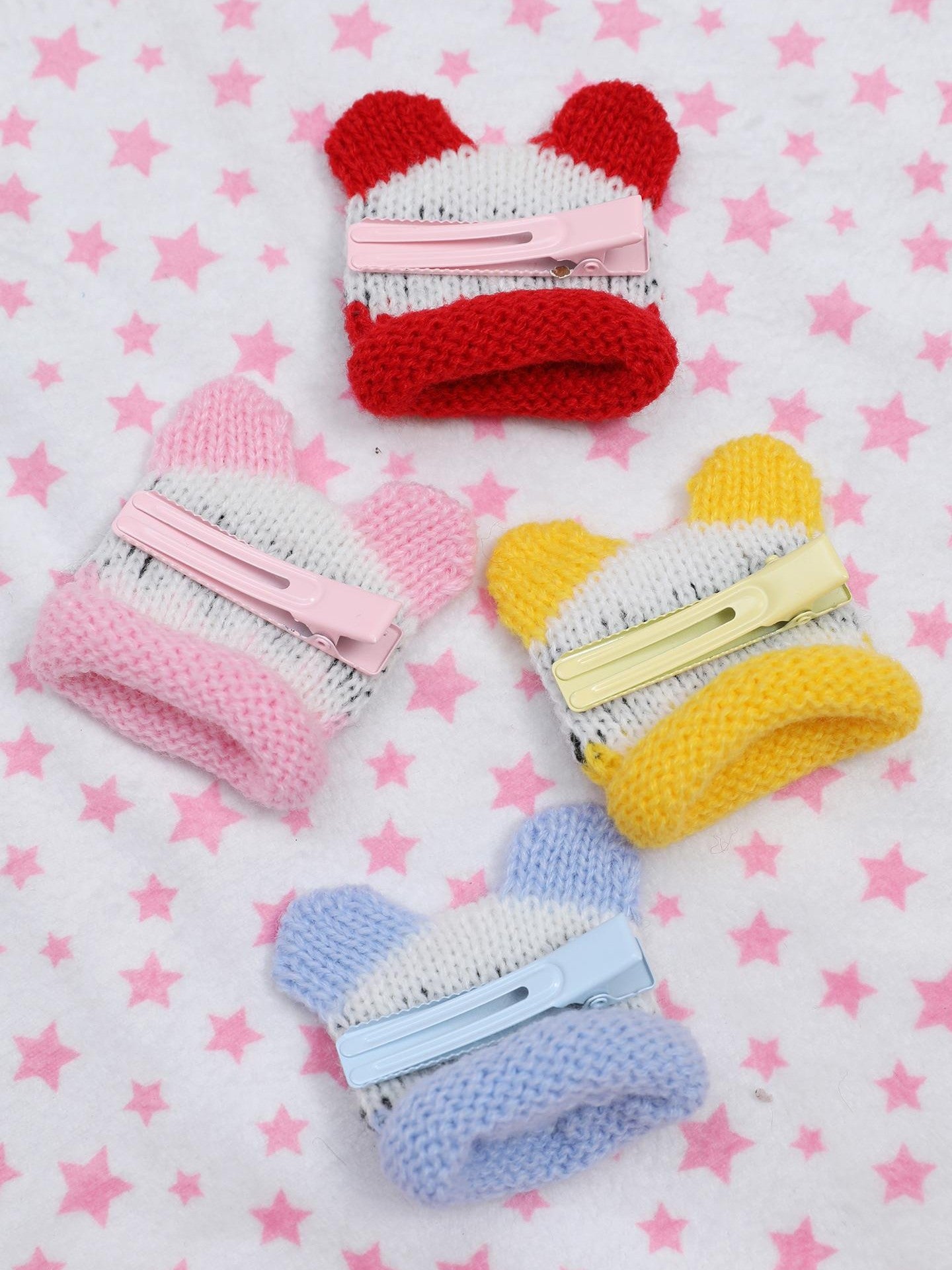 Frufru Gulu Cute Handmade Knit Bear Side Clip Women&