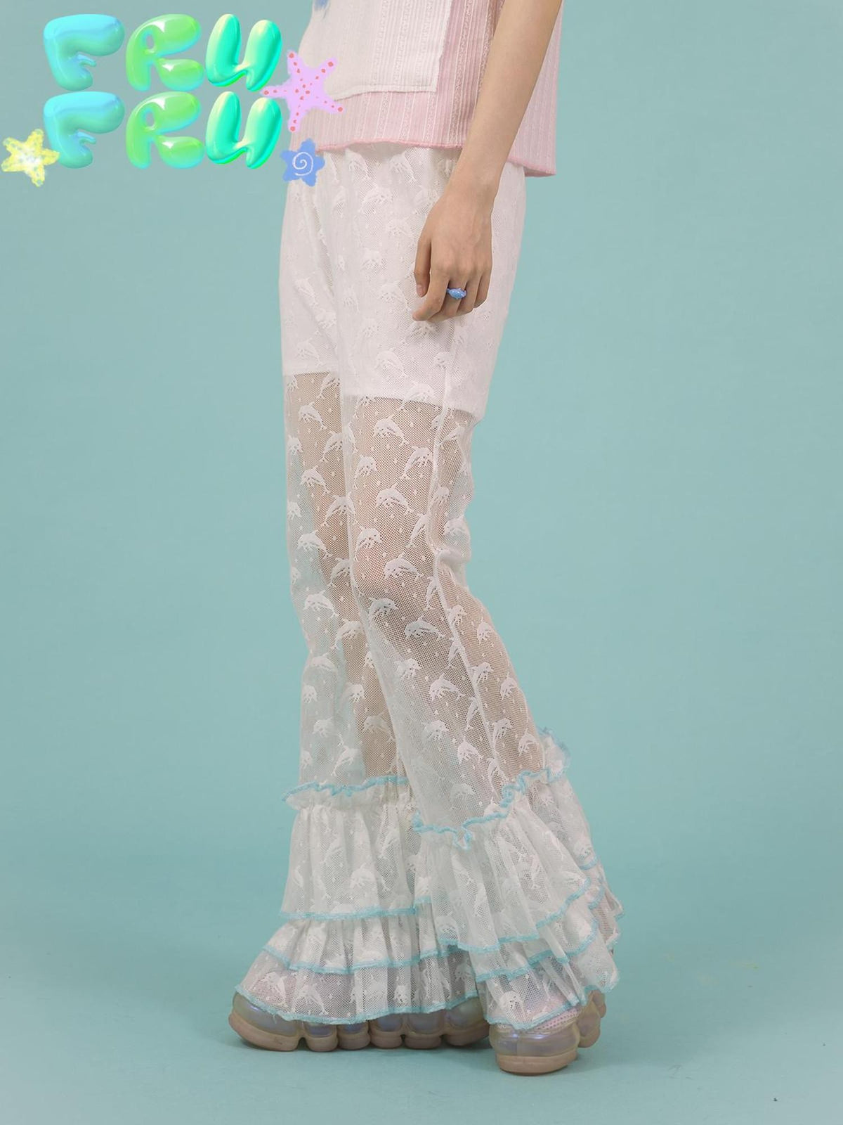 Frufru Gulu Dolphin Asymmetric Lace Patchwork Women&