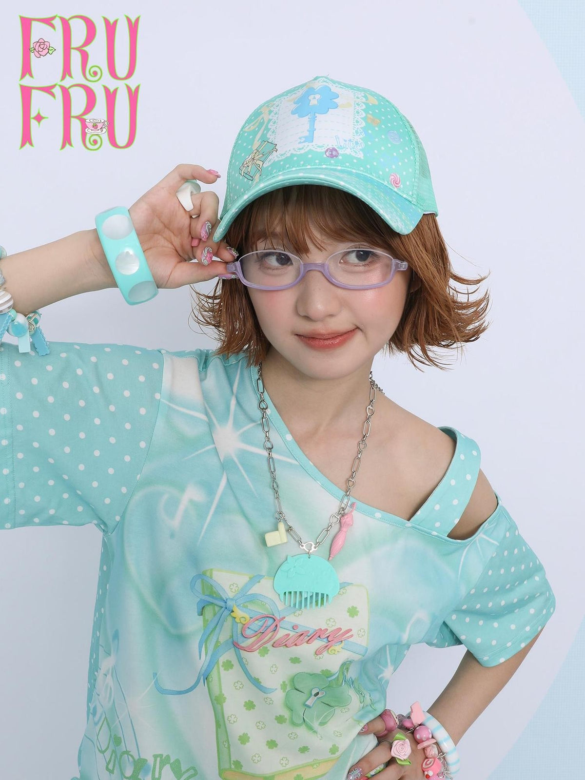 Frufru Gulu Mint Green Magenta Adjustable Duckbill Women&