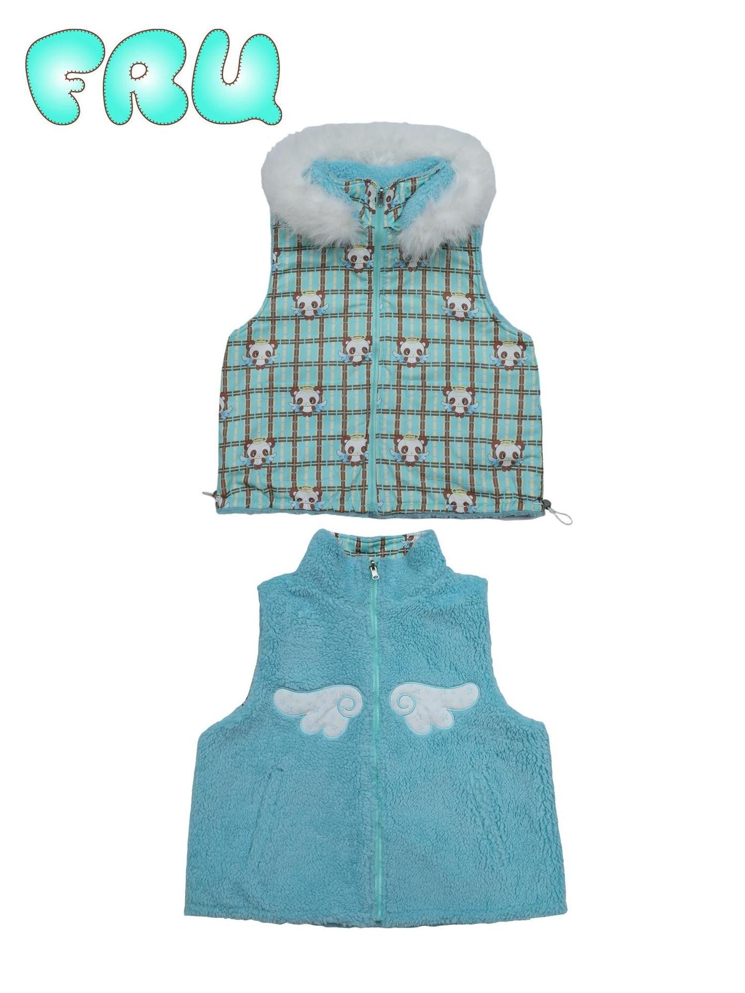 Frufru Gulu Oversized Reversible Panda Print Hooded Women&
