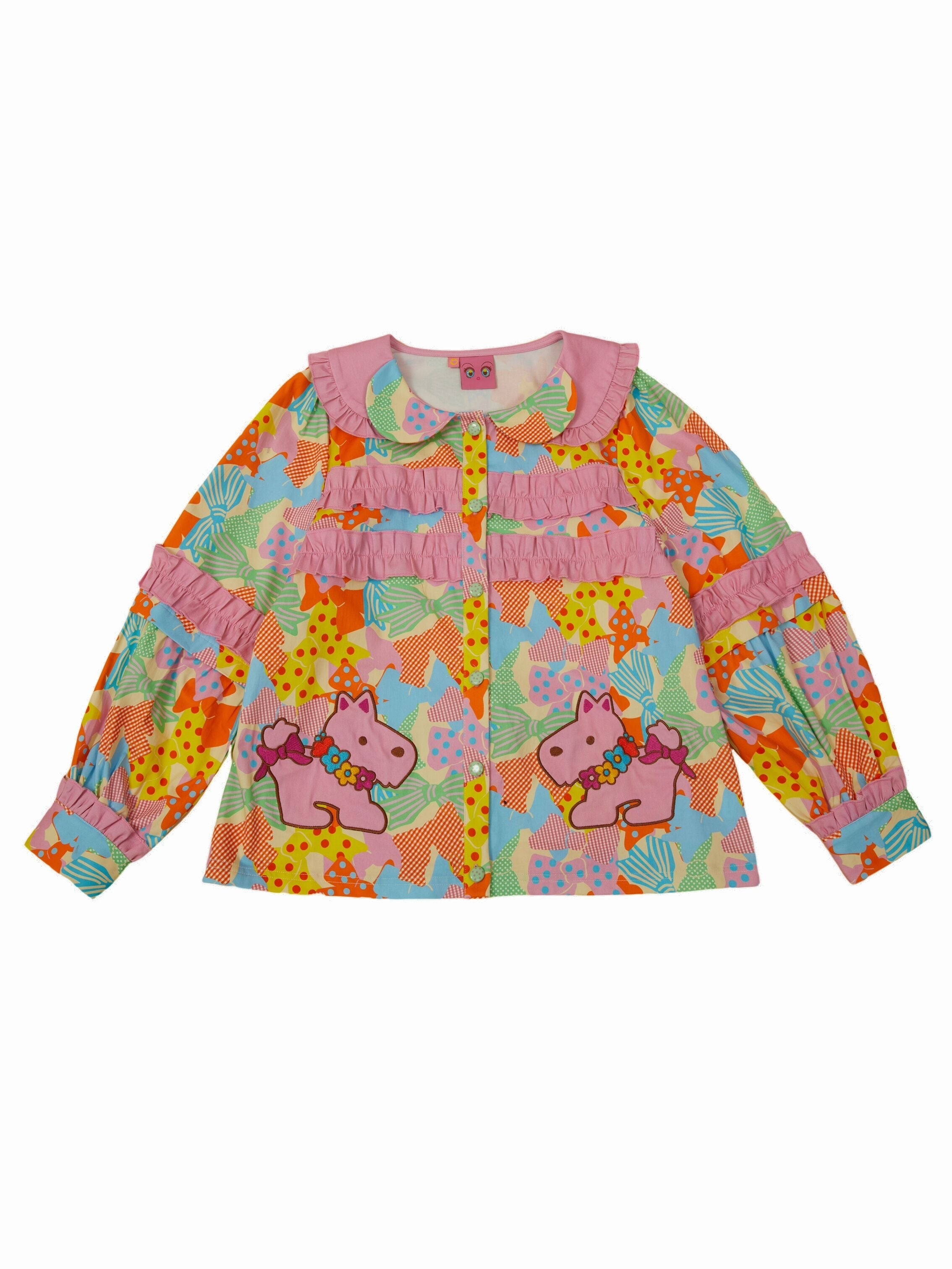 Frufru_Gulu_Pink_Colorblock_Doll_Collar_Princess_Sleeve_Cartoon_Women&