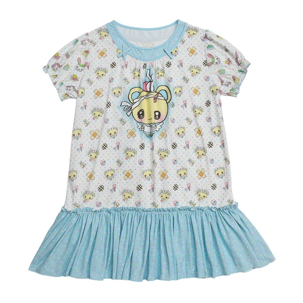 Frufru_Gulu_Rose_Cafe_Bear_Rabbit_Print_Faux_Two_Piece_Women&