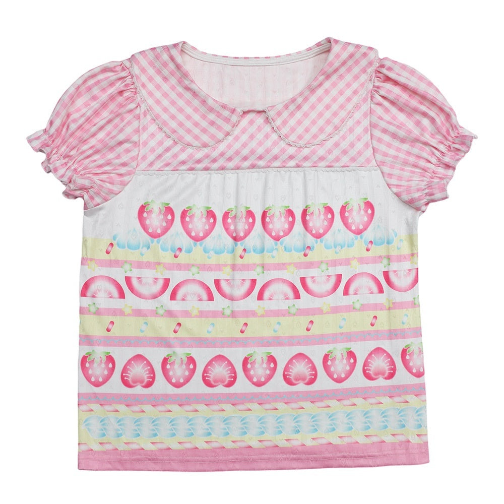 Frufru_Gulu_Strawberry_Four_Leaf_Clover_Print_Puff_Sleeve_Women&