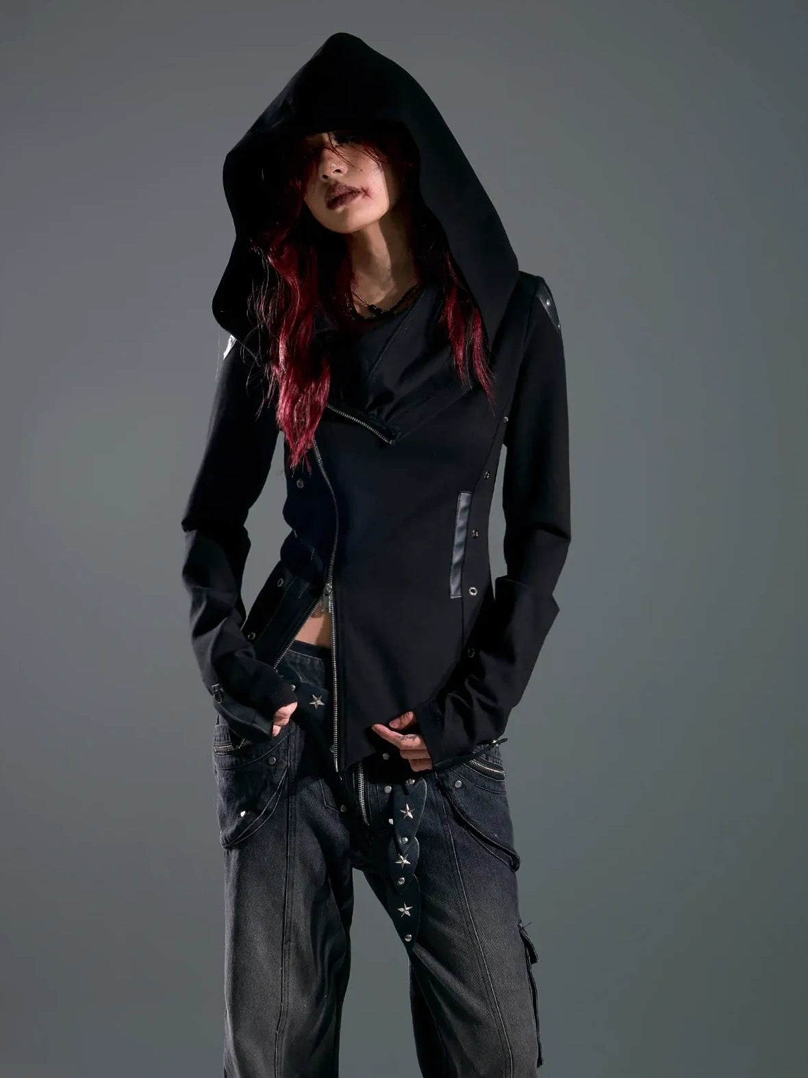 Asymmetric Hooded Wasteland Knit
