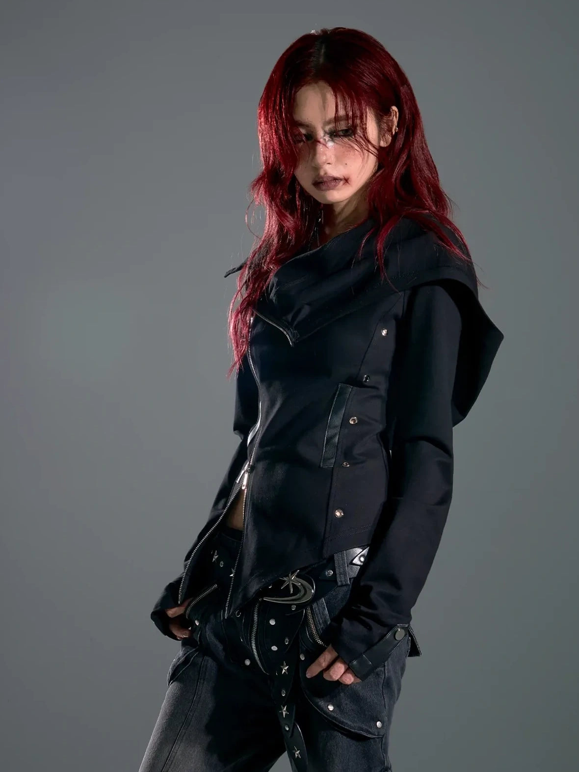 Asymmetric Hooded Wasteland Knit